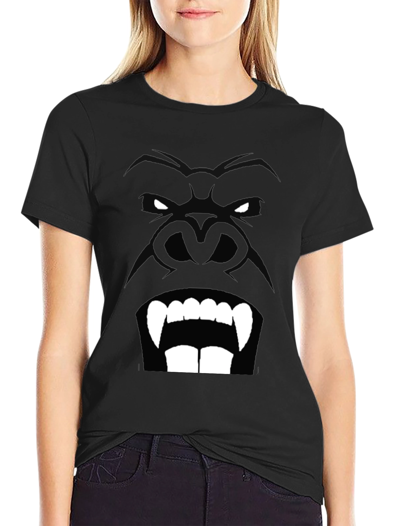 Gorilla Face Graphic Black T-Shirt