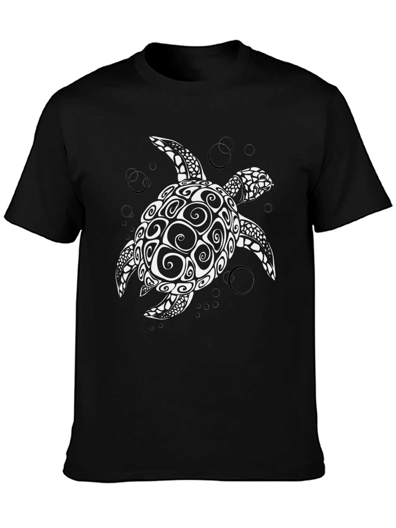 Sea Turtle Graphic Tee - Black Cotton T-Shirt