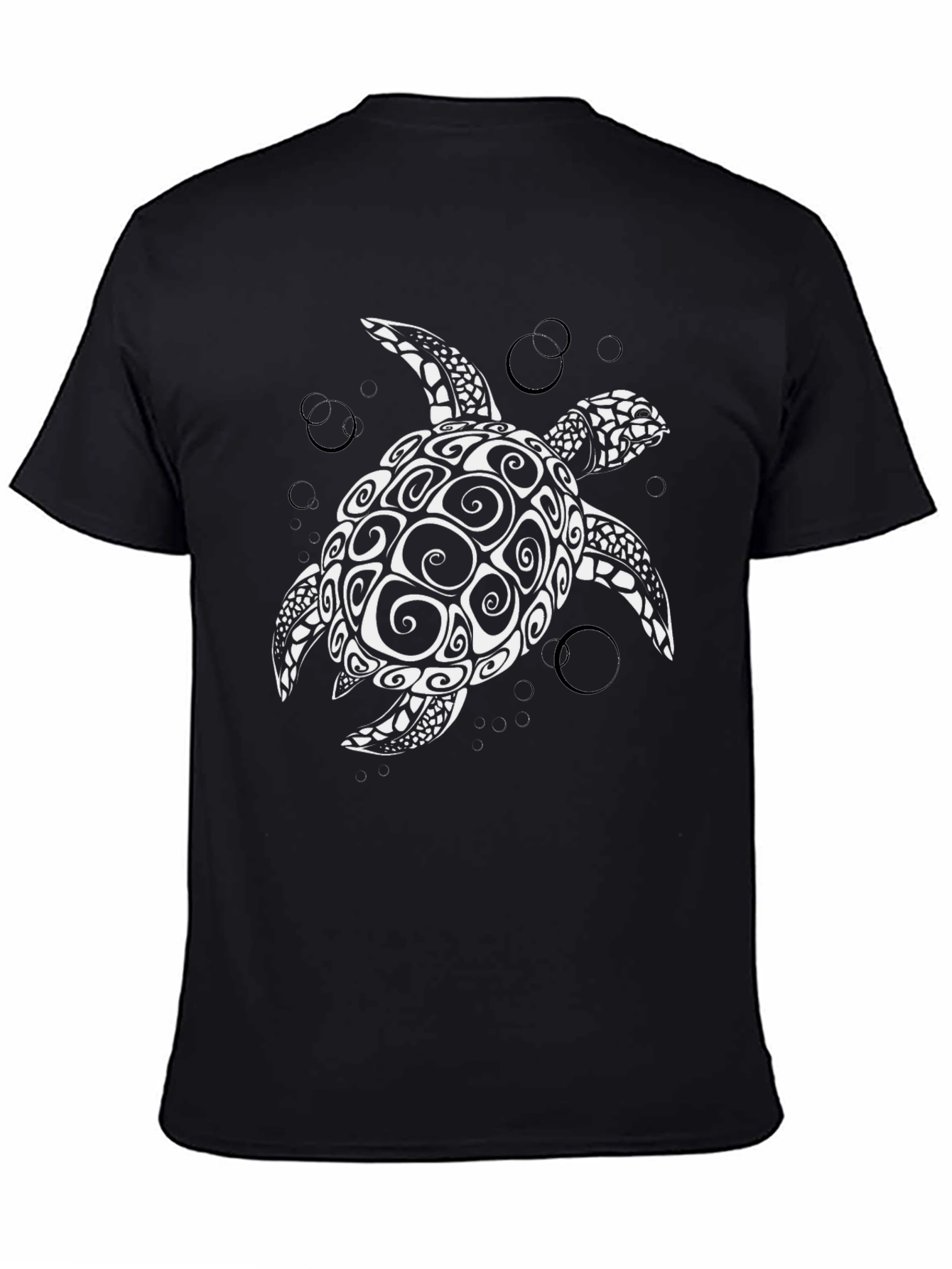 Sea Turtle Graphic Tee - Black Cotton T-Shirt