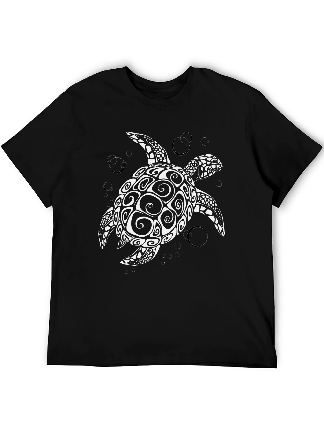 Sea Turtle Graphic Tee - Black Cotton T-Shirt
