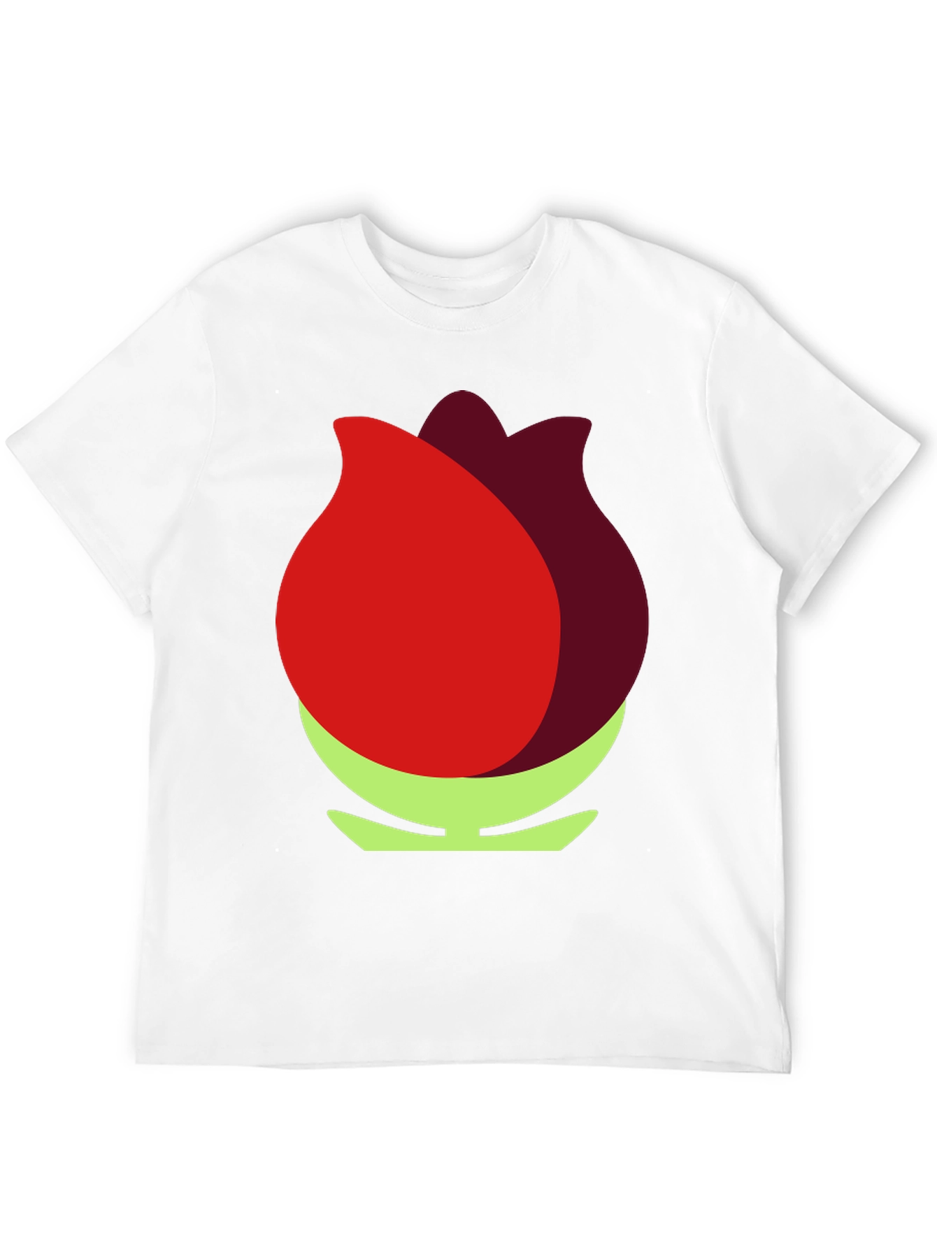 Red Flower Graphic Black T-Shirt