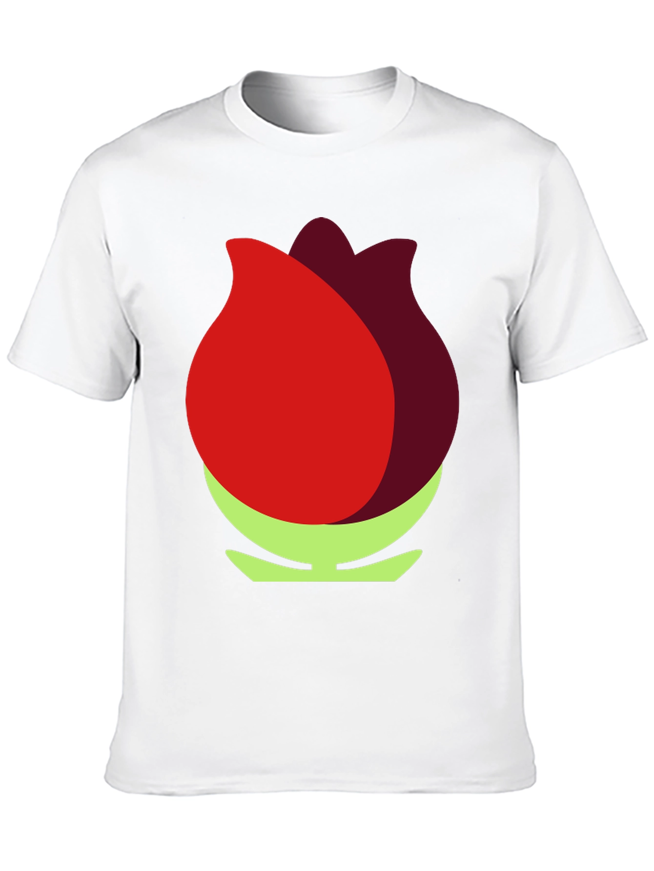 Red Flower Graphic Black T-Shirt