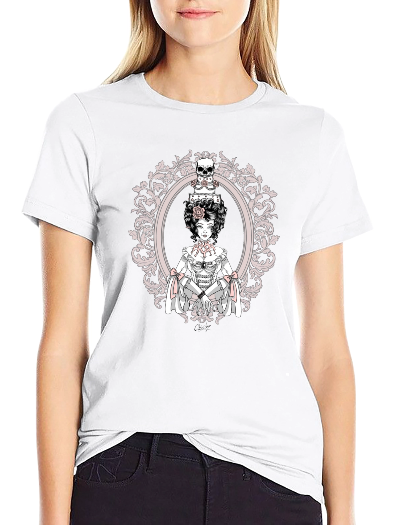Gothic Skull Cake Woman Graphic Tee