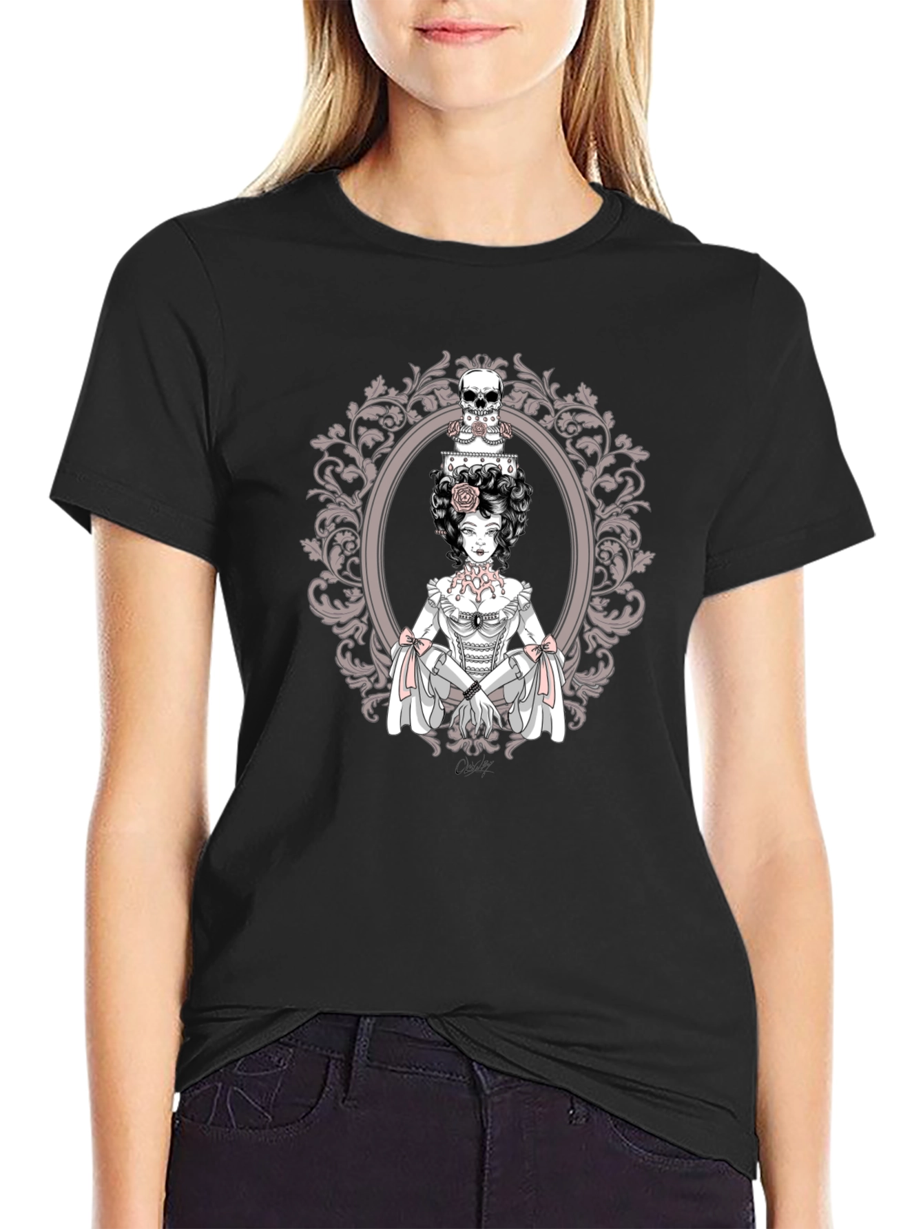 Gothic Skull Cake Woman Graphic Tee