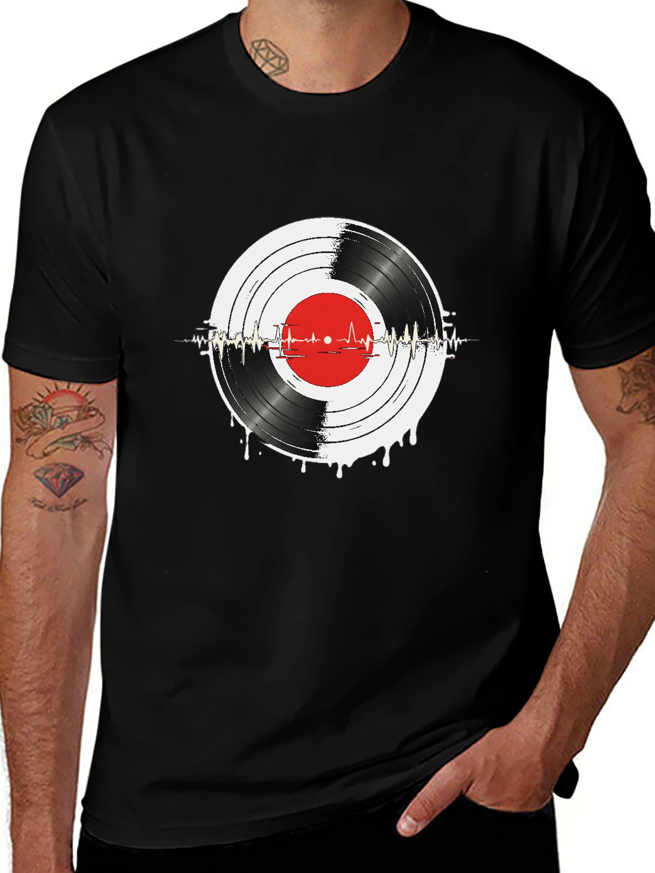 Vinyl Record Heartbeat Graphic Tee