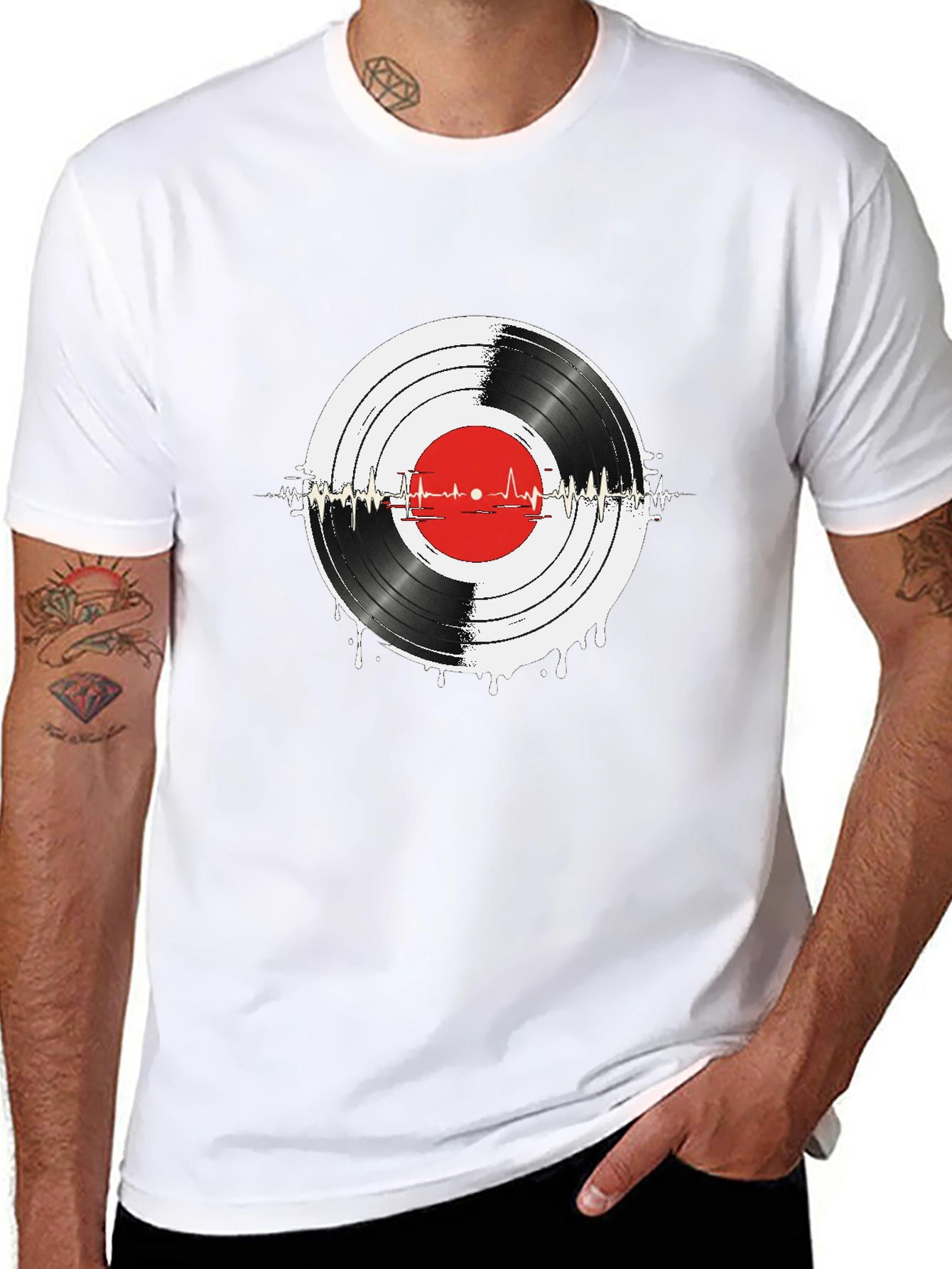 Vinyl Record Heartbeat Graphic Tee