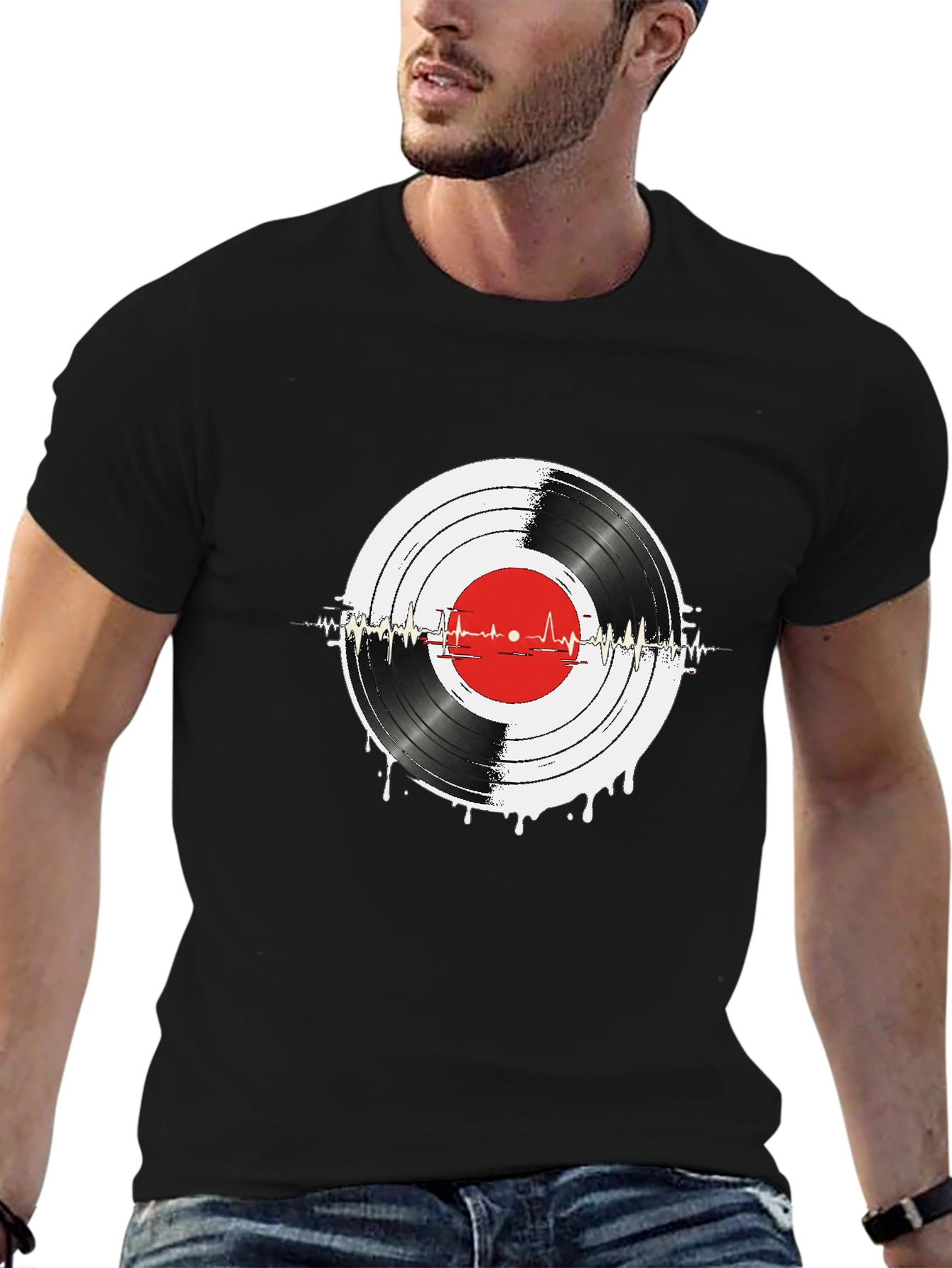 Vinyl Record Heartbeat Graphic Tee
