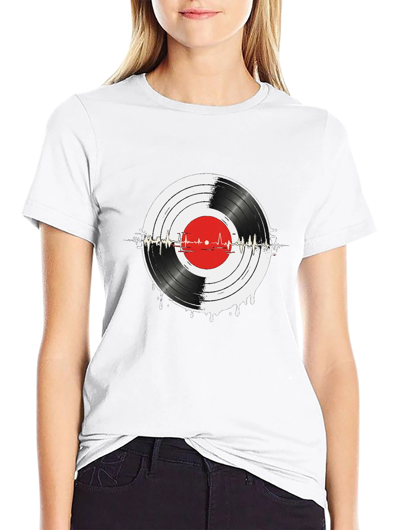 Vinyl Record Heartbeat Graphic Tee