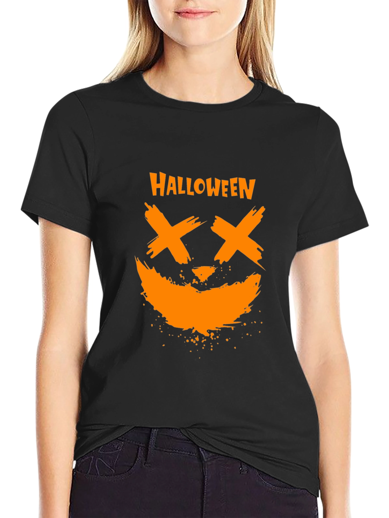 Halloween Pumpkin Face Graphic Tee