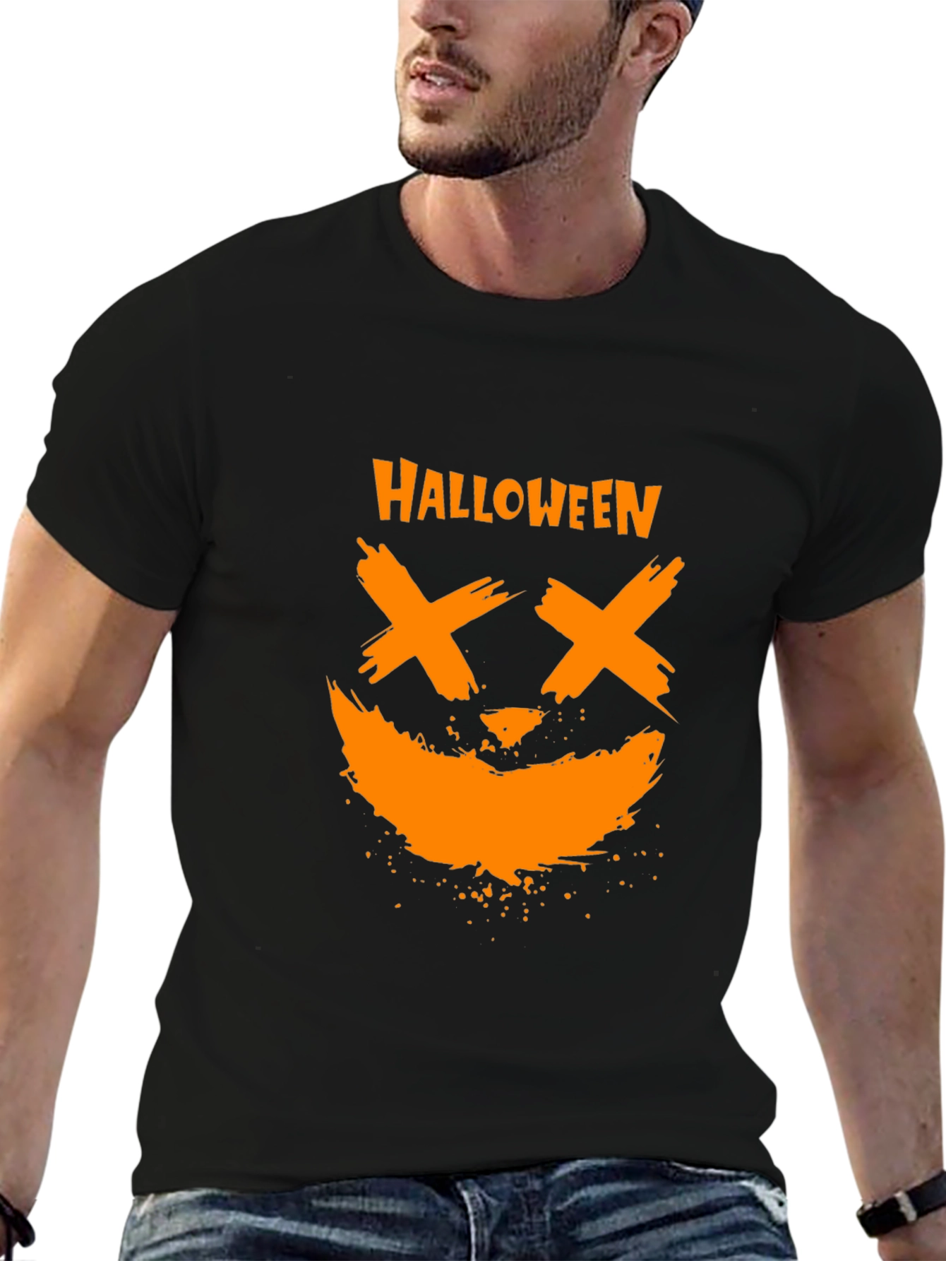 Halloween Pumpkin Face Graphic Tee