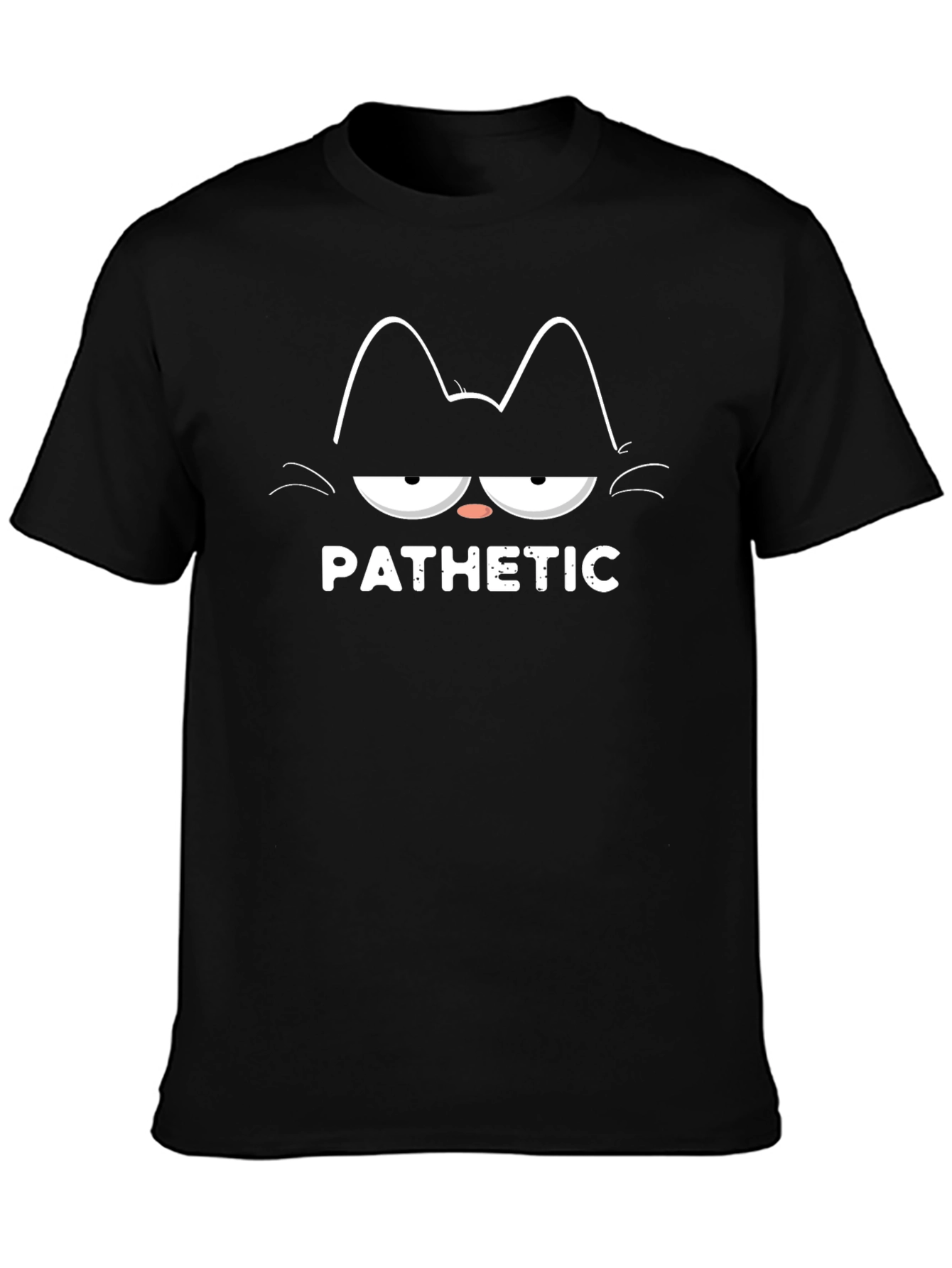 Pathetic Cat Graphic T-Shirt - Black