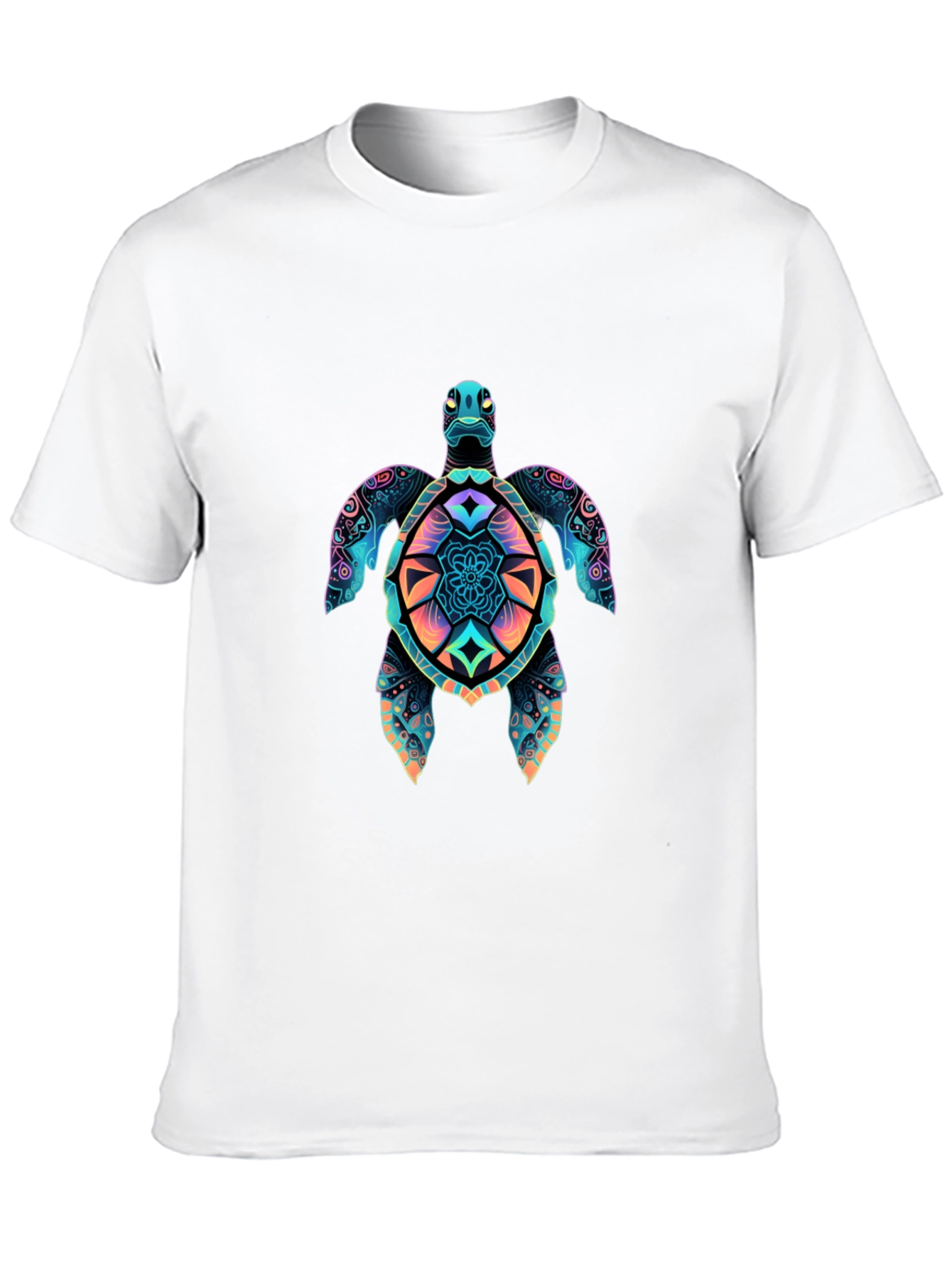 Vibrant Turtle Graphic Black T-Shirt