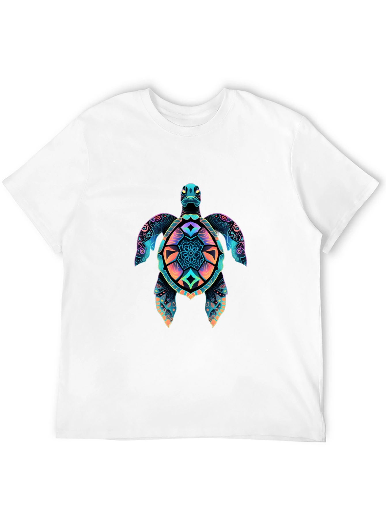 Vibrant Turtle Graphic Black T-Shirt
