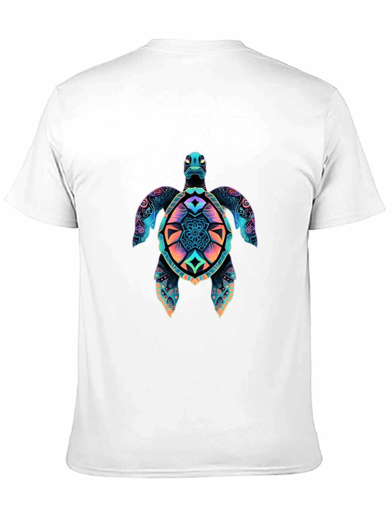 Vibrant Turtle Graphic Black T-Shirt