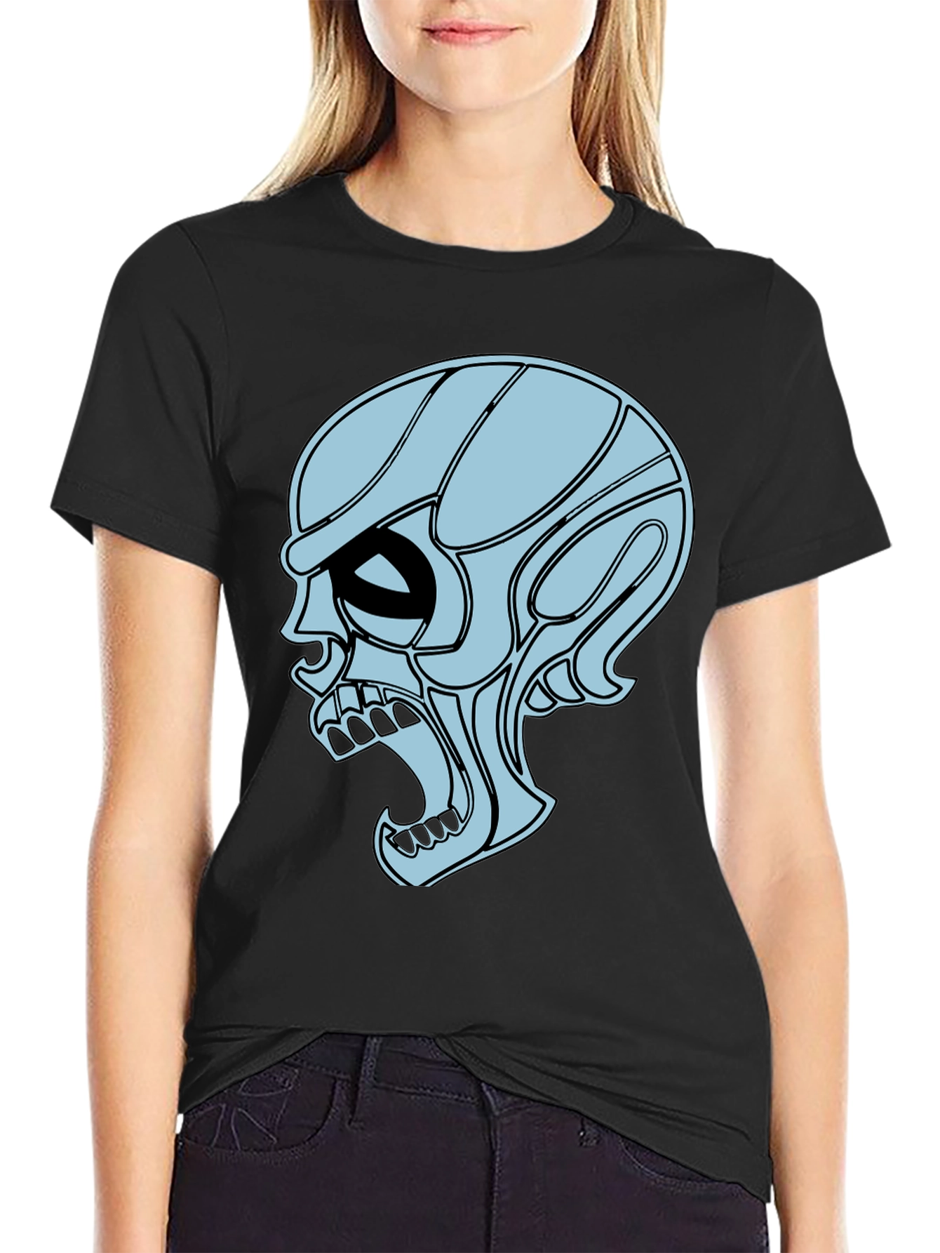 Edgy Skull Graphic Tee - Mens Black T-Shirt