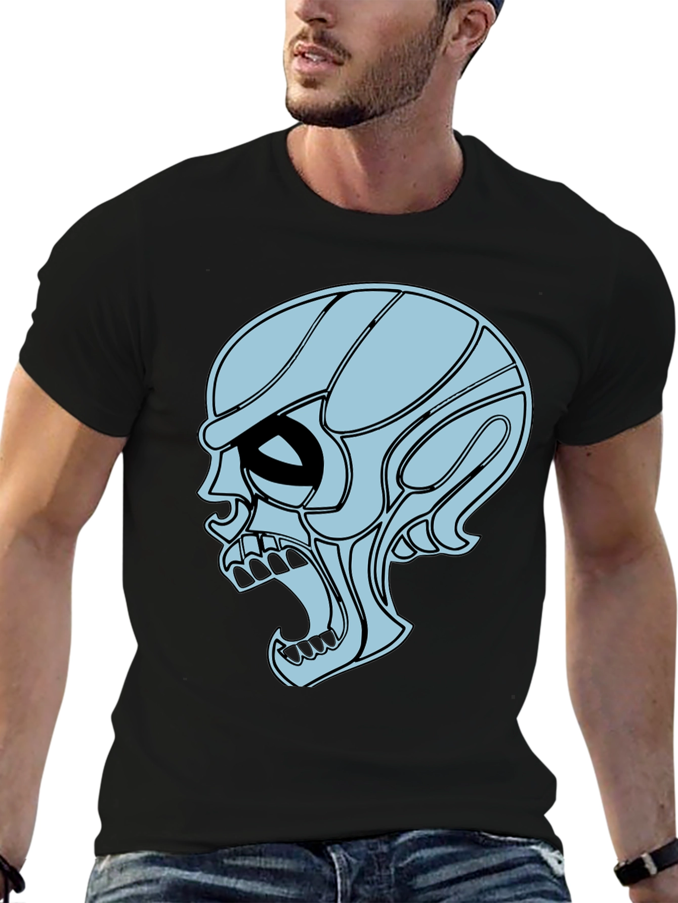Edgy Skull Graphic Tee - Mens Black T-Shirt