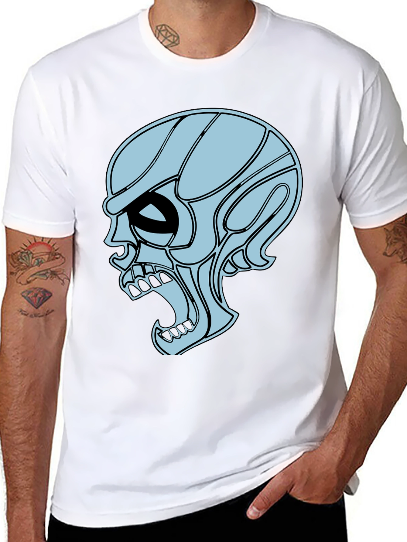 Edgy Skull Graphic Tee - Mens Black T-Shirt