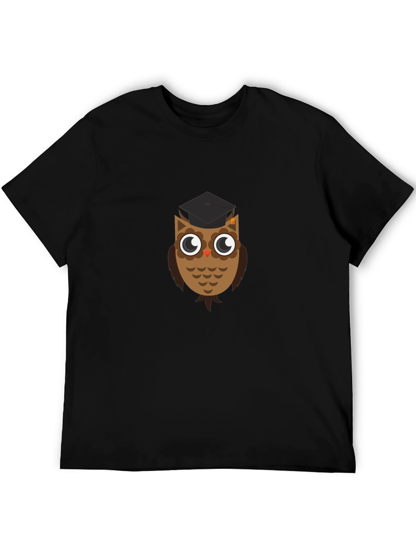 Graduation Owl Graphic Tee - Black Cotton T-Shirt