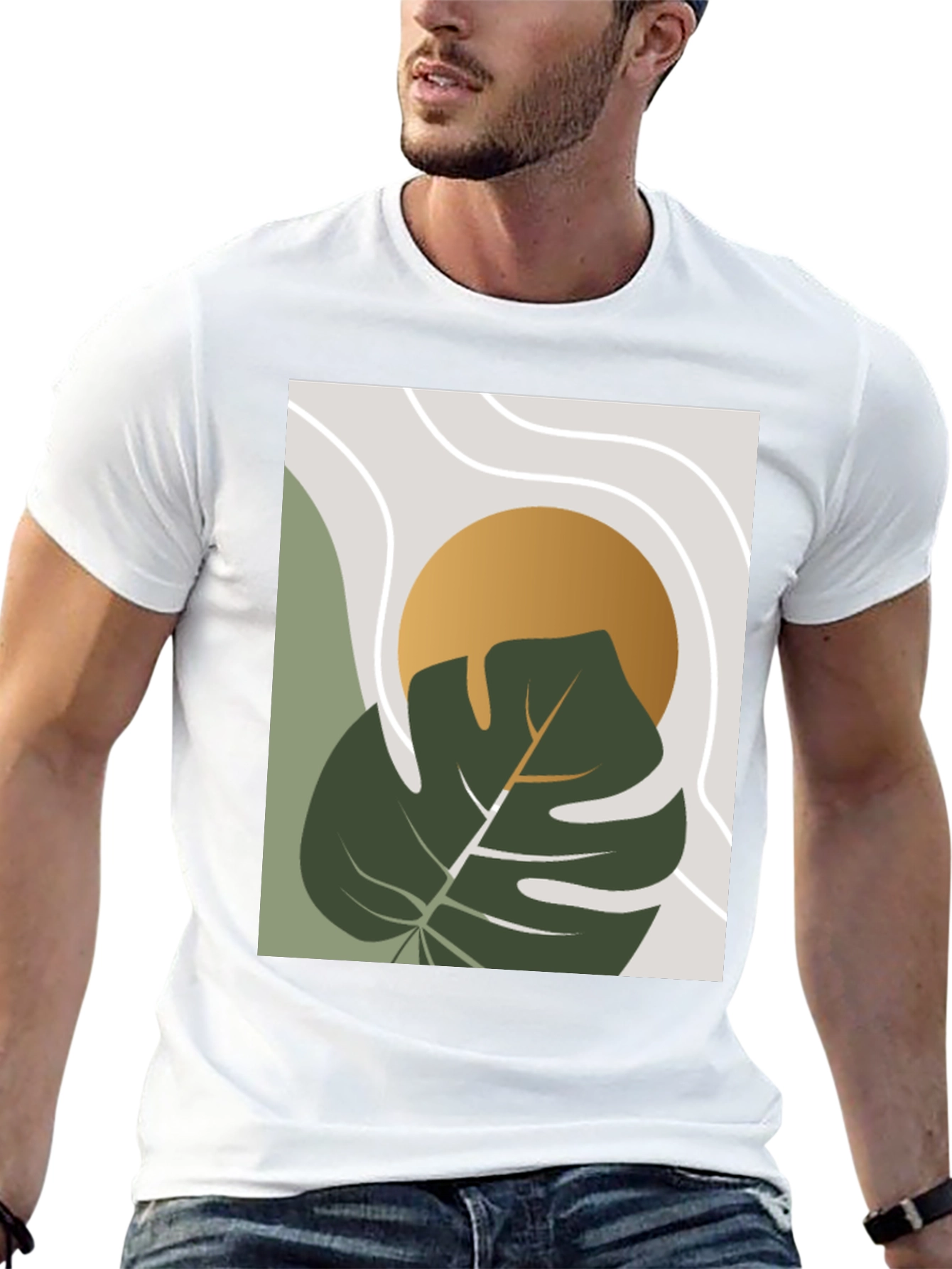 Modern Plant Graphic Tee - Black