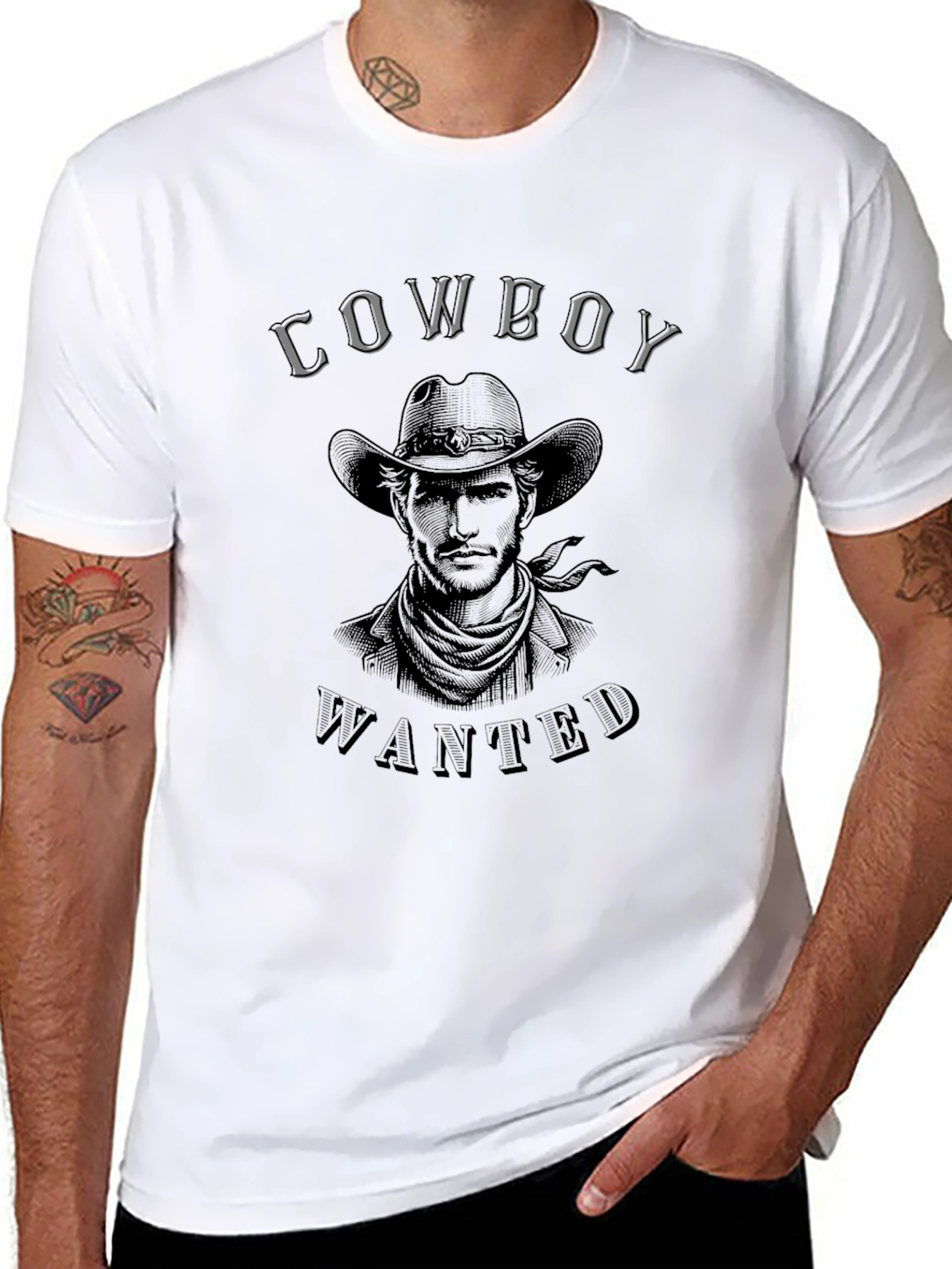 Cowboy Wanted Graphic T-Shirt - Classic Western Style