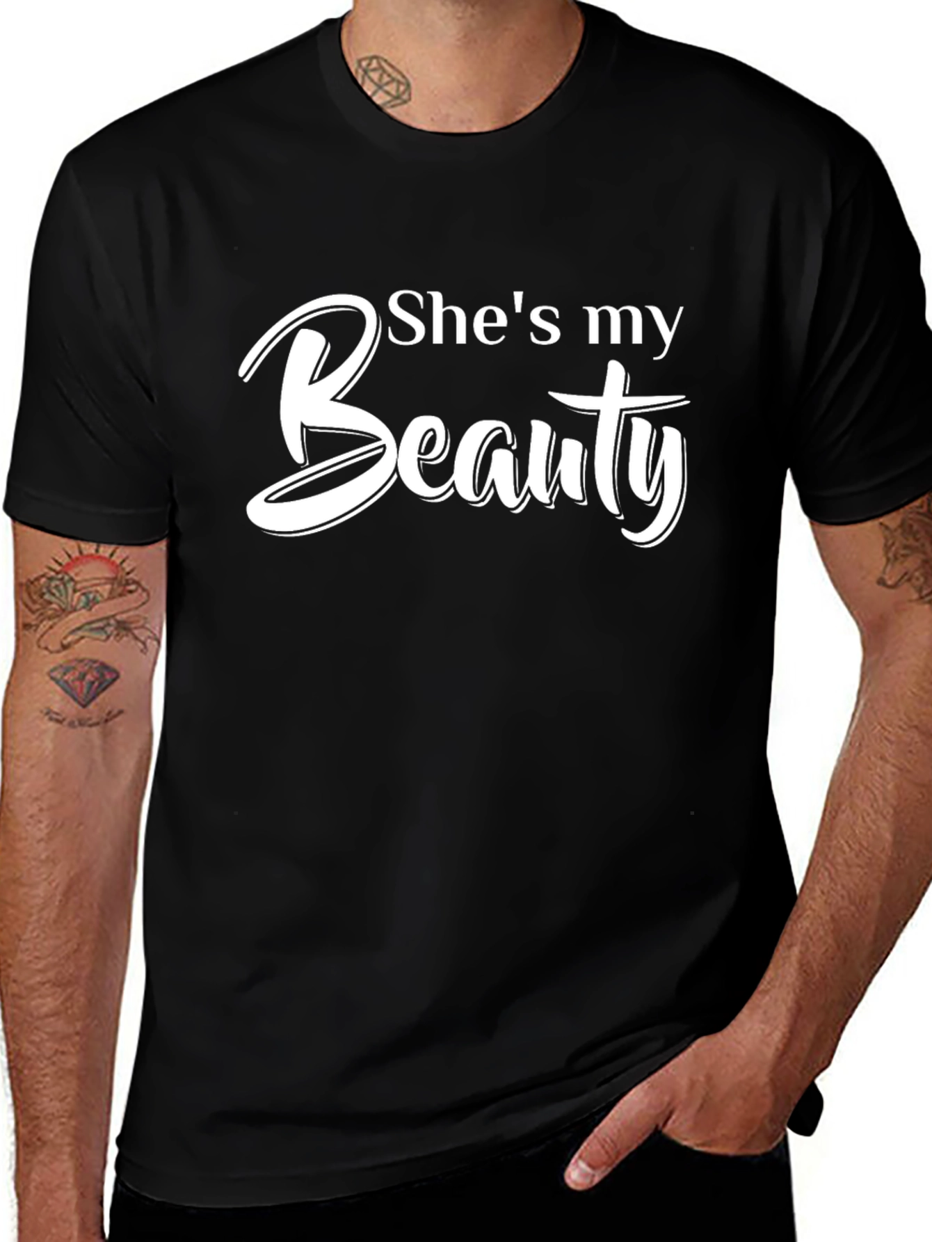 Shes My Beauty Graphic Tee - Black Casual T-Shirt