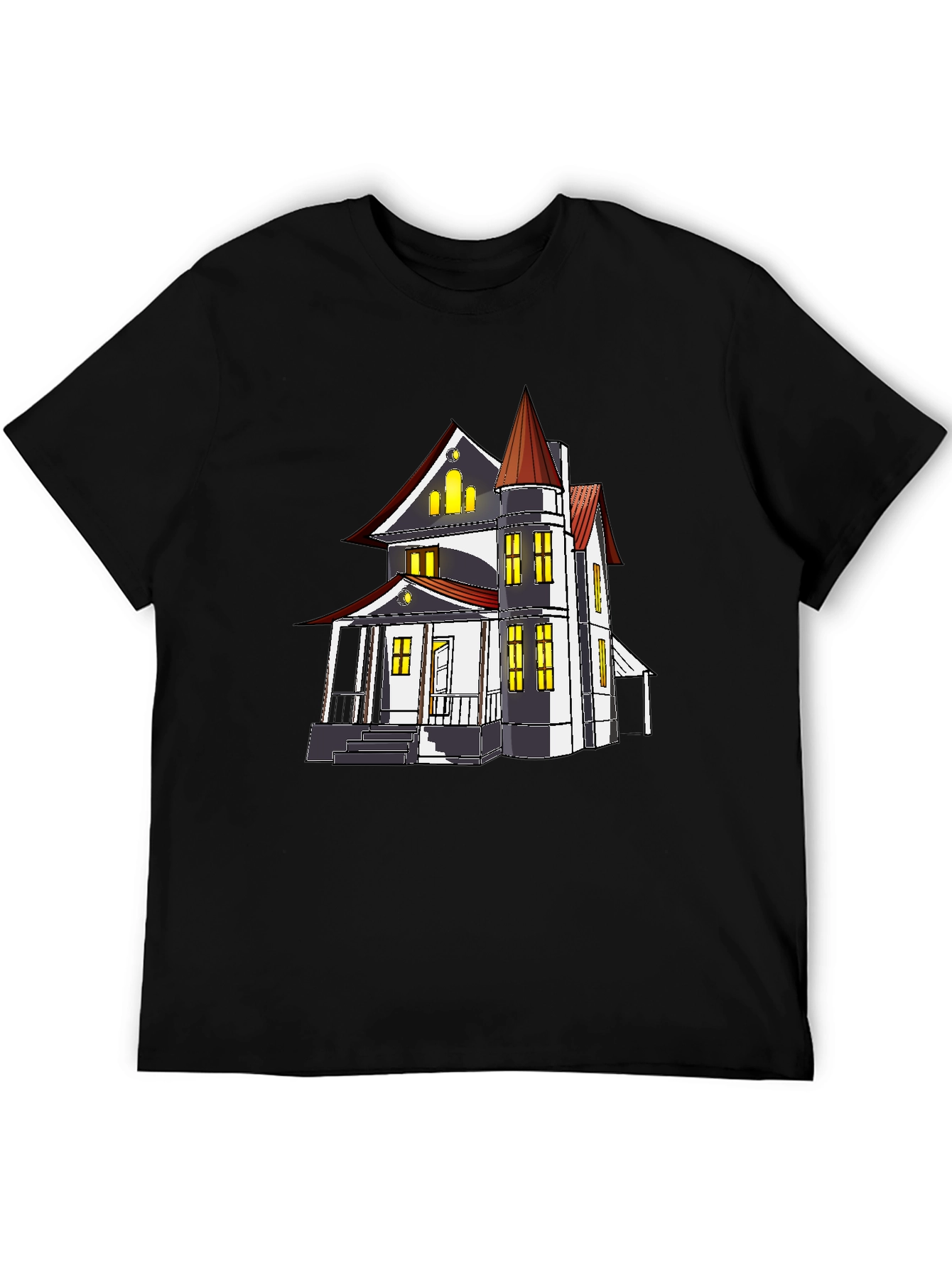 Spooky Haunted House Graphic Tee - Halloween T-Shirt