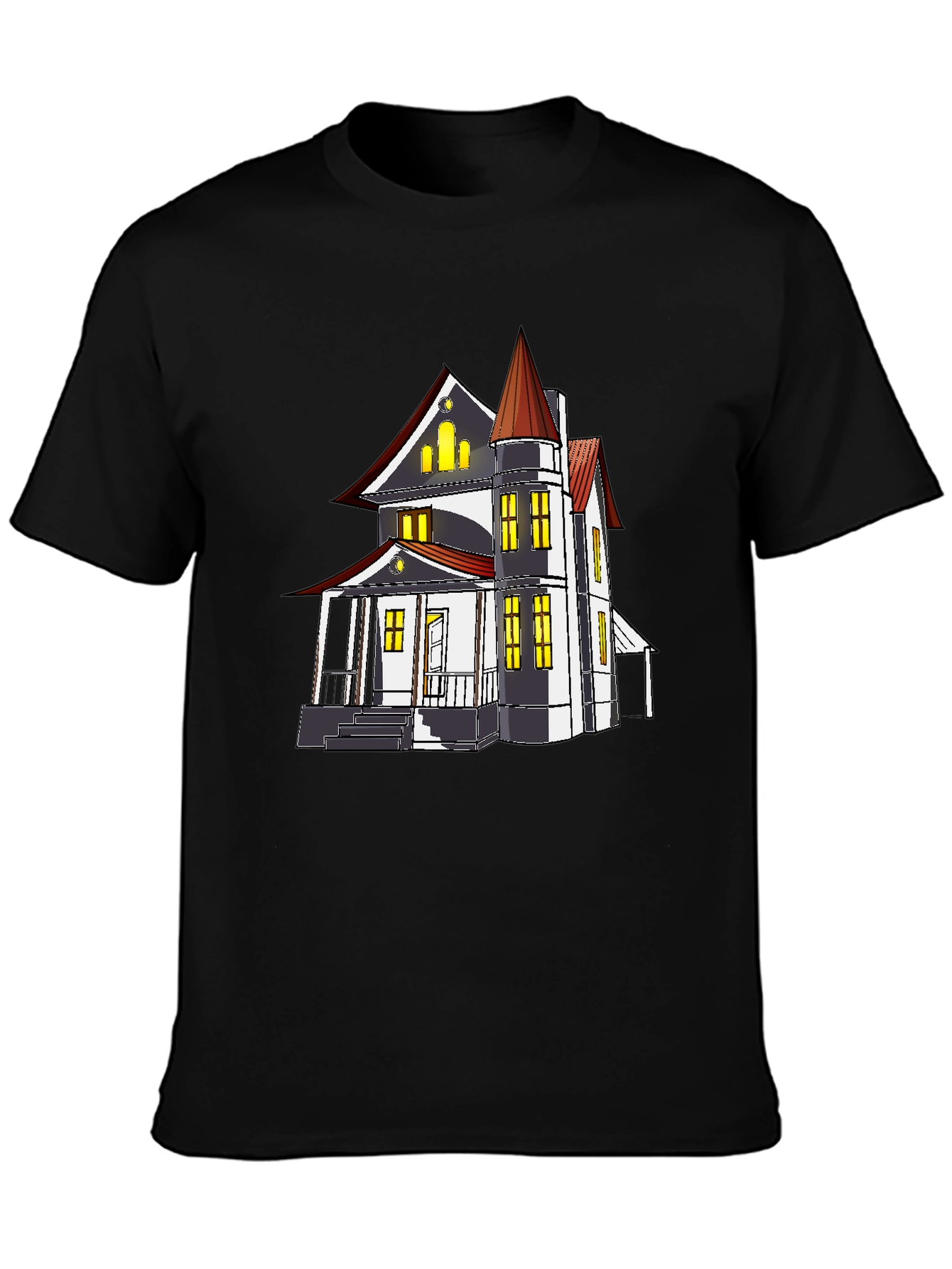 Spooky Haunted House Graphic Tee - Halloween T-Shirt