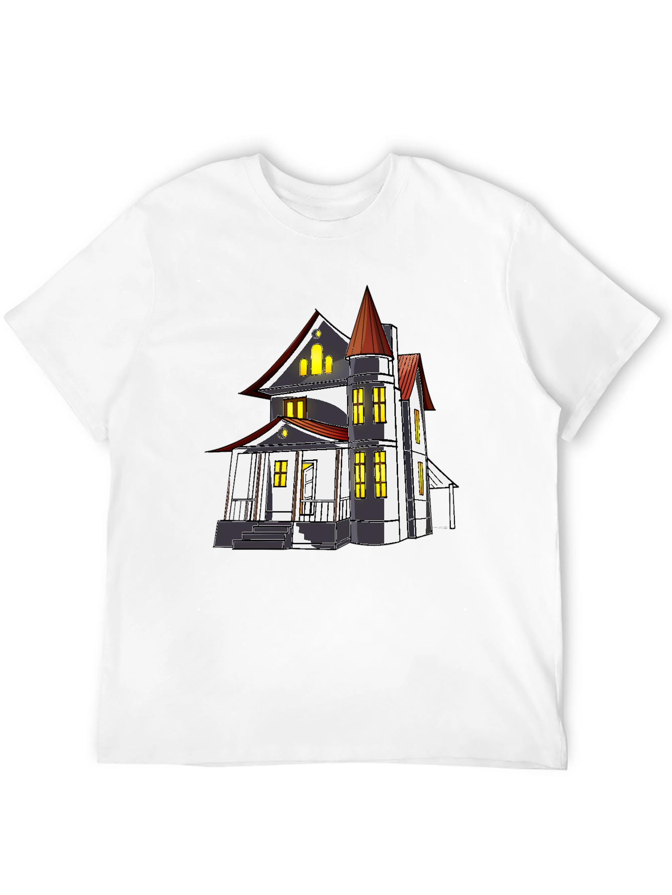 Spooky Haunted House Graphic Tee - Halloween T-Shirt