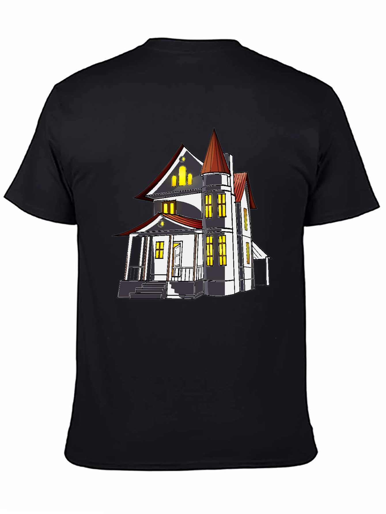 Spooky Haunted House Graphic Tee - Halloween T-Shirt