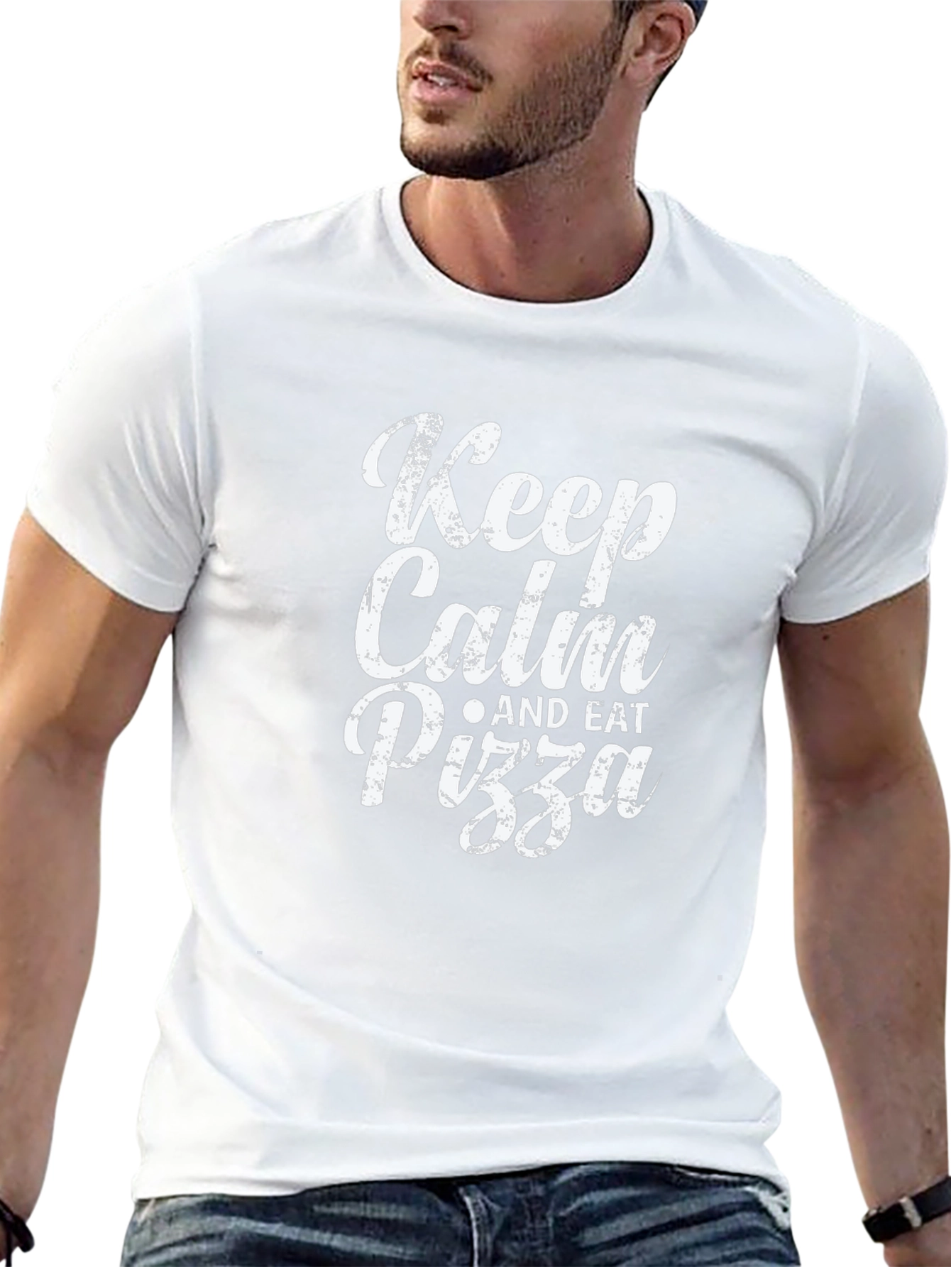 Keep Calm & Eat Pizza - Black Graphic Tee