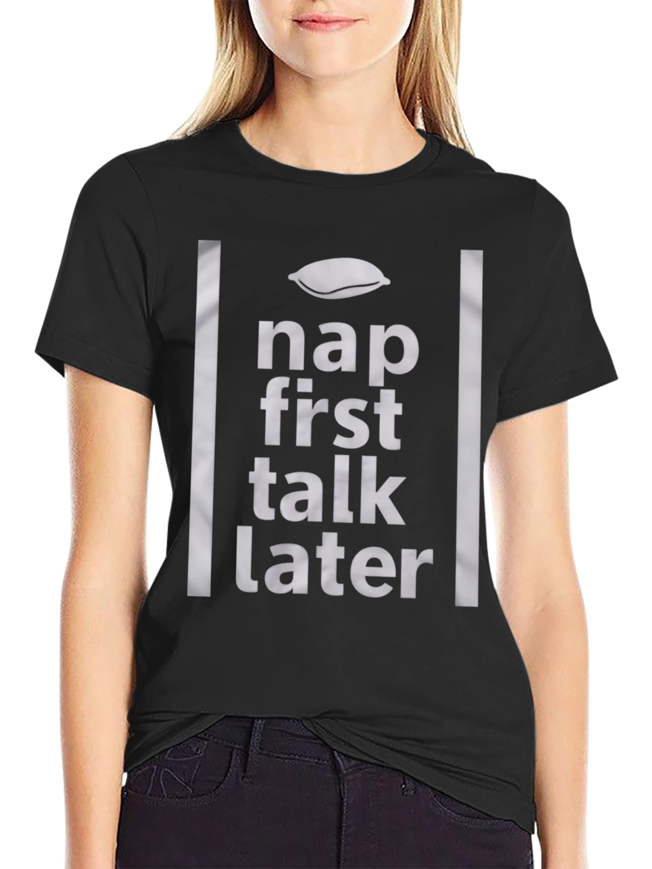 Nap First Talk Later Graphic Tee - Relaxed Style