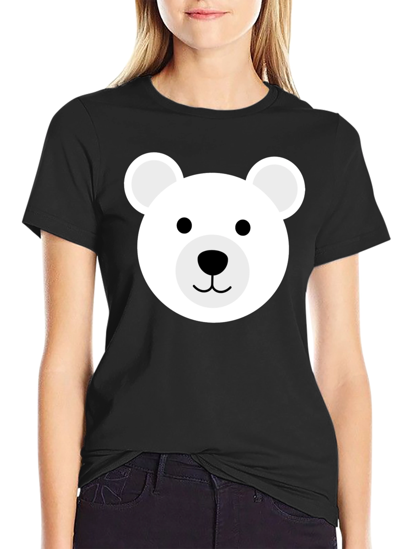 Cute Bear Graphic Black T-Shirt