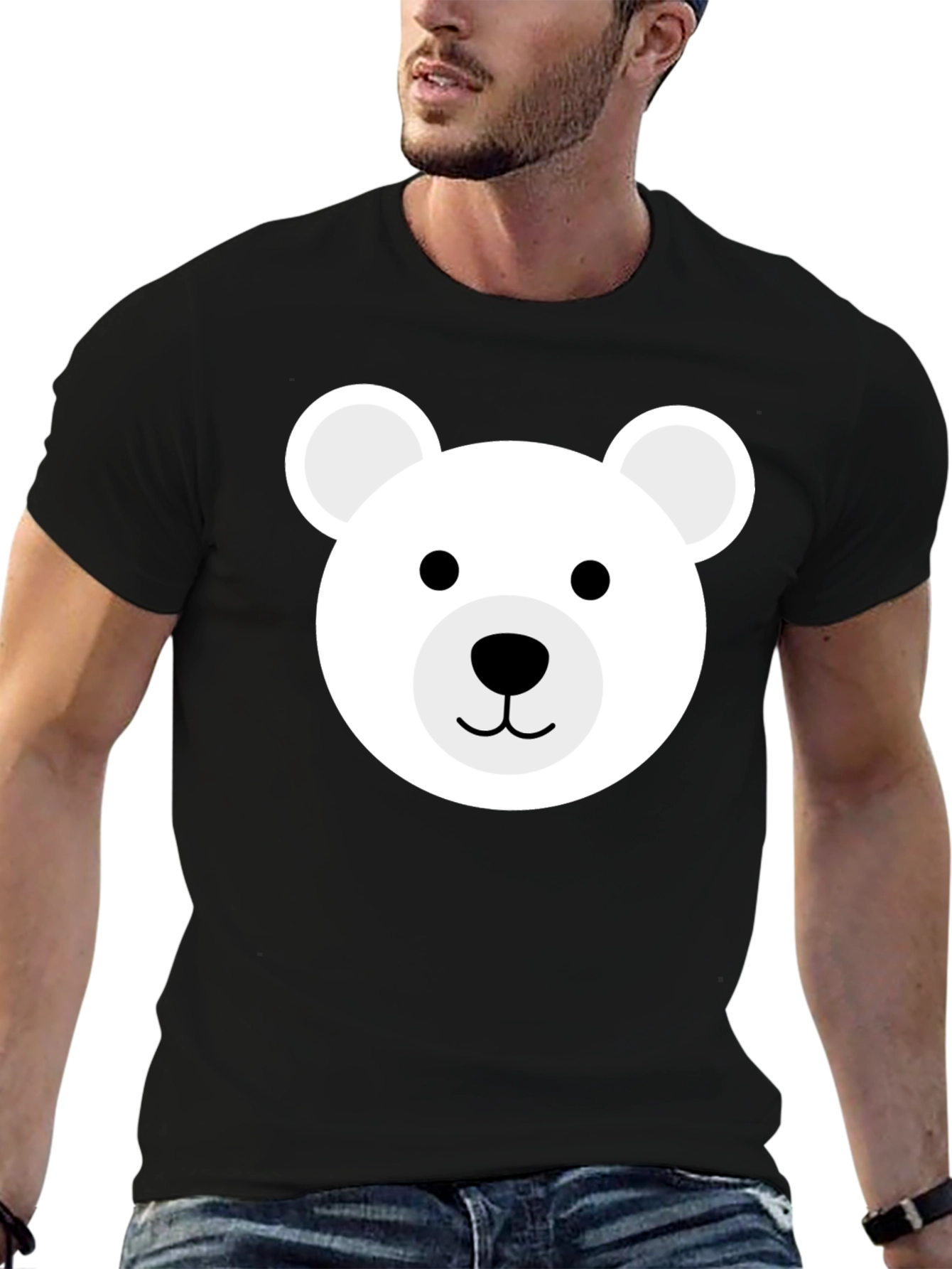 Cute Bear Graphic Black T-Shirt