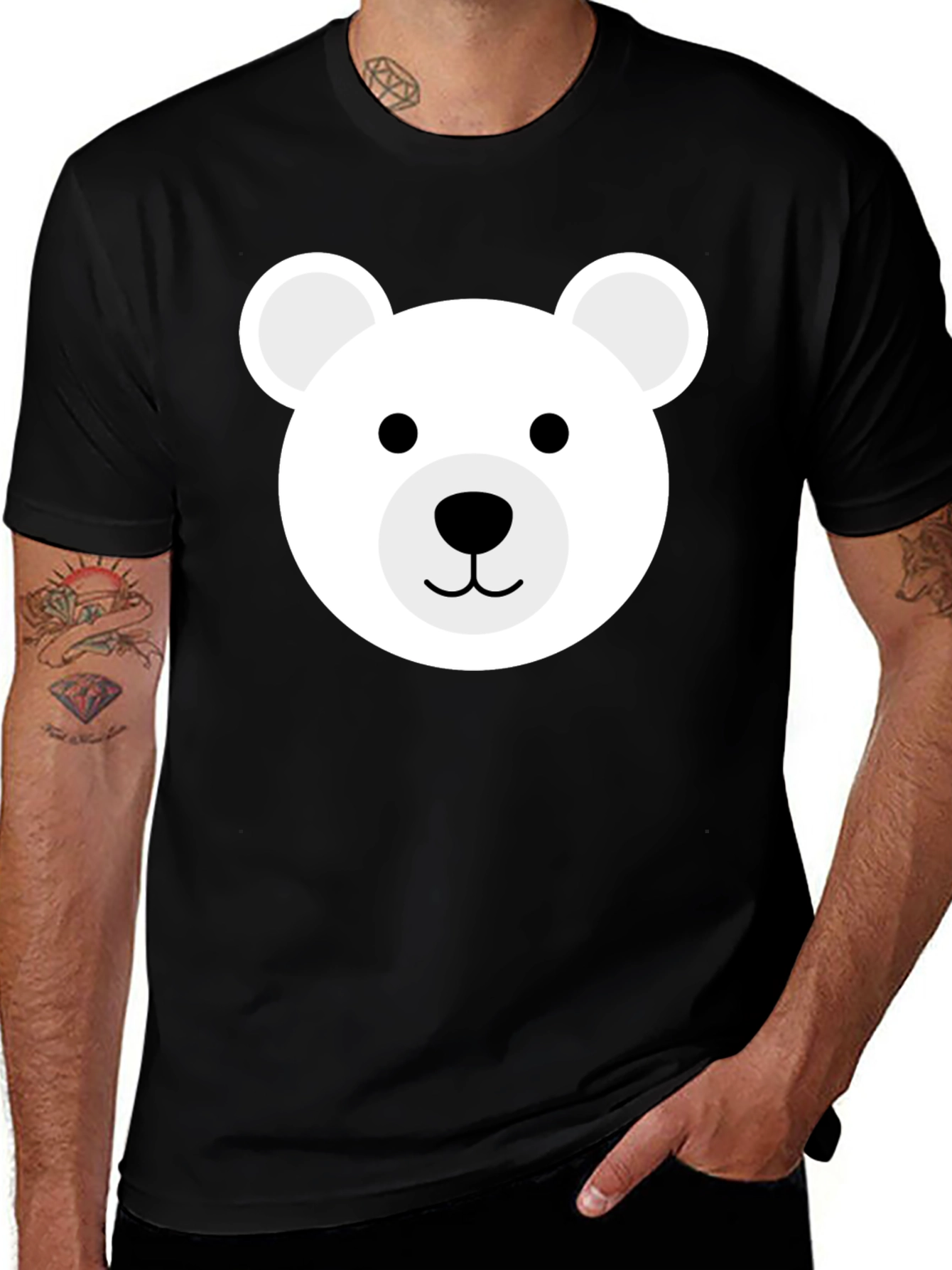 Cute Bear Graphic Black T-Shirt
