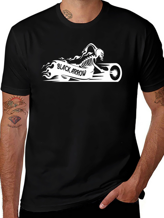 Black Arrow Skeleton Biker Graphic T-Shirt