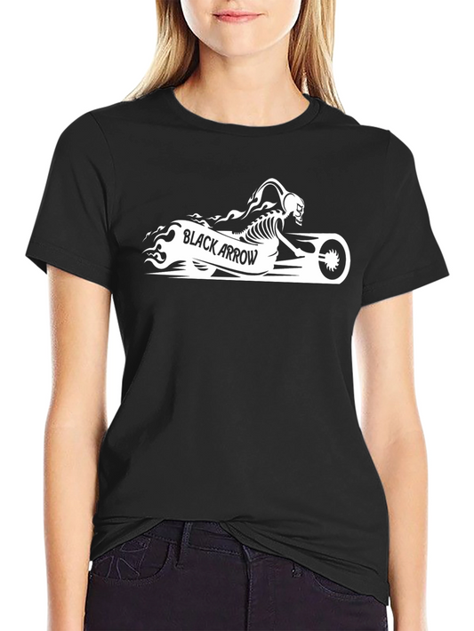 Black Arrow Skeleton Biker Graphic T-Shirt