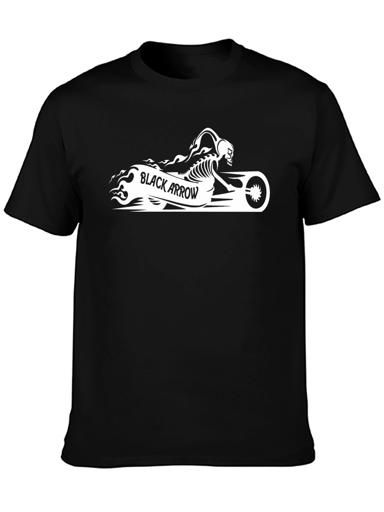 Black Arrow Skeleton Biker Graphic T-Shirt