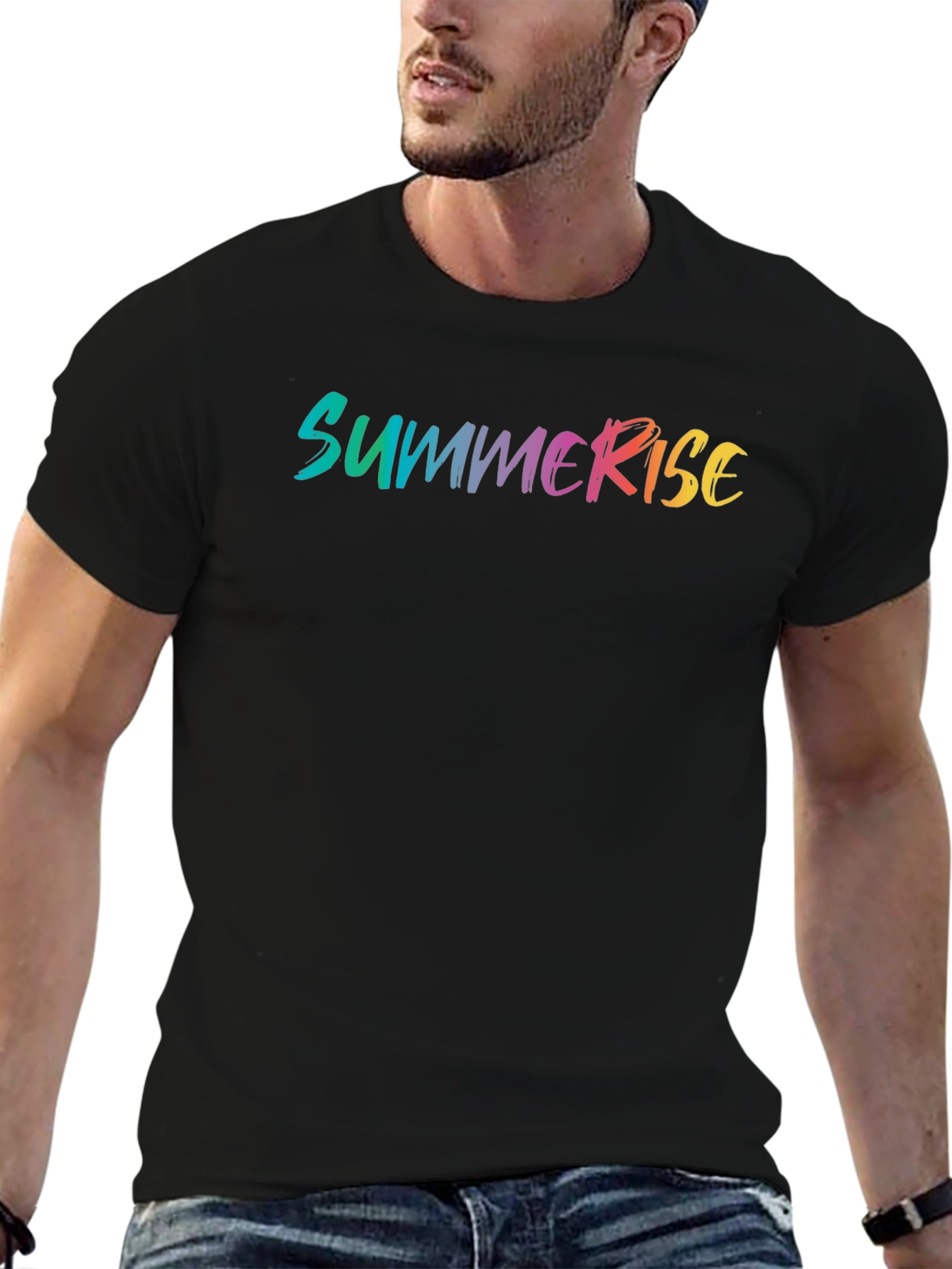 SummerRise Gradient Graphic Black T-Shirt