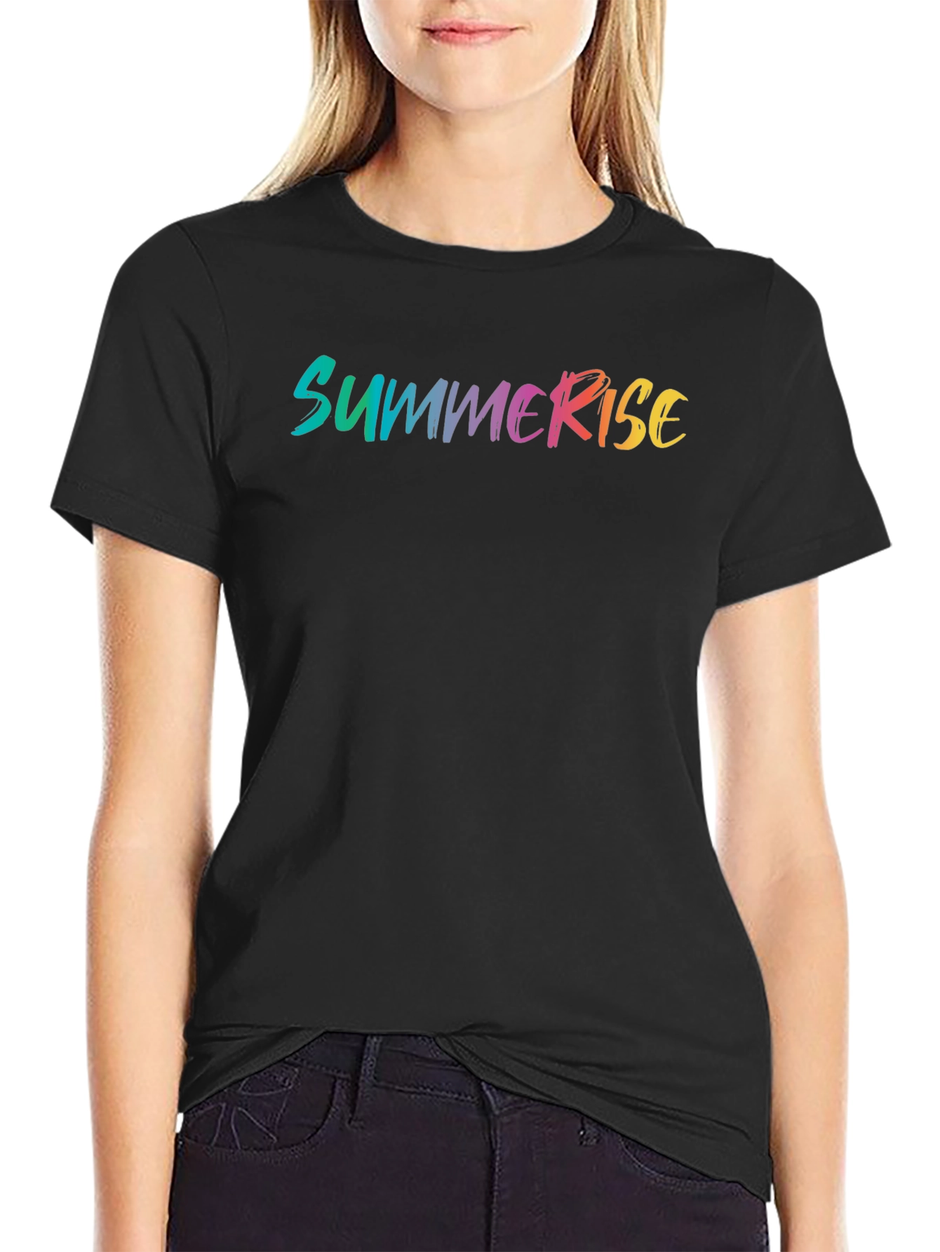 SummerRise Gradient Graphic Black T-Shirt
