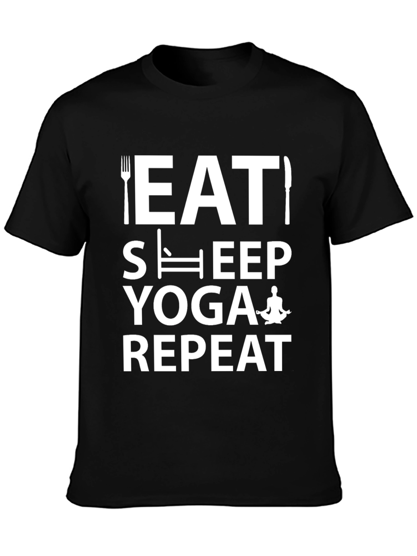 Eat Sleep Yoga Repeat T-Shirt - Black Cotton Blend
