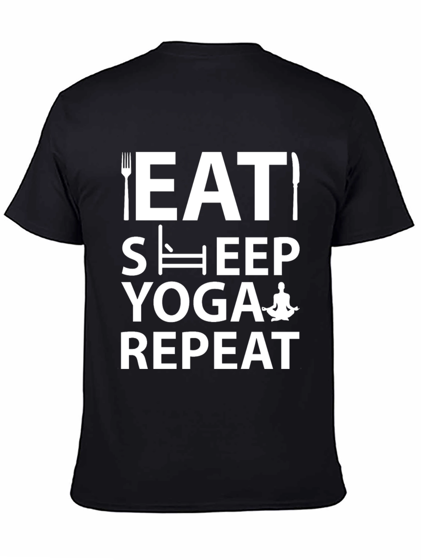 Eat Sleep Yoga Repeat T-Shirt - Black Cotton Blend
