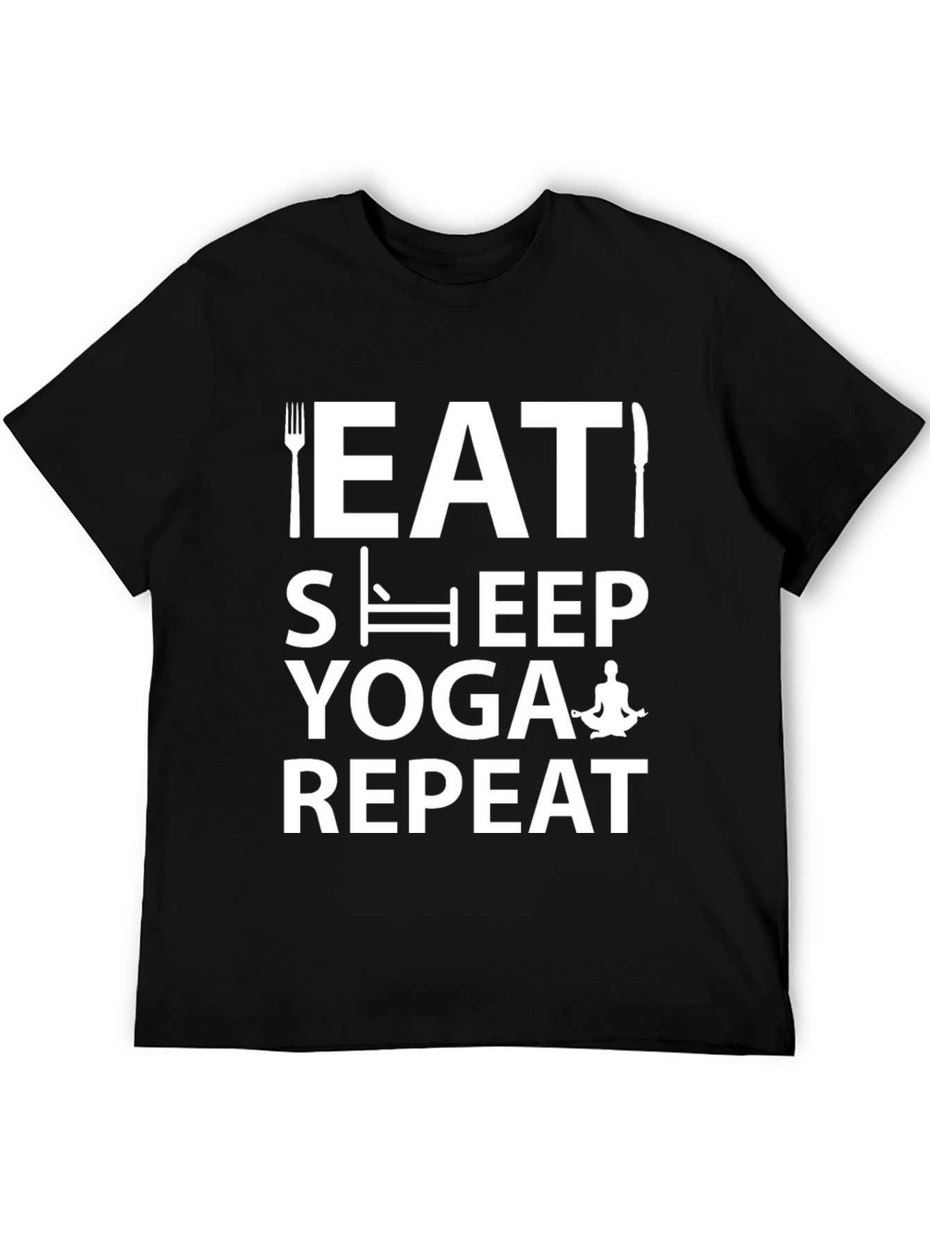 Eat Sleep Yoga Repeat T-Shirt - Black Cotton Blend