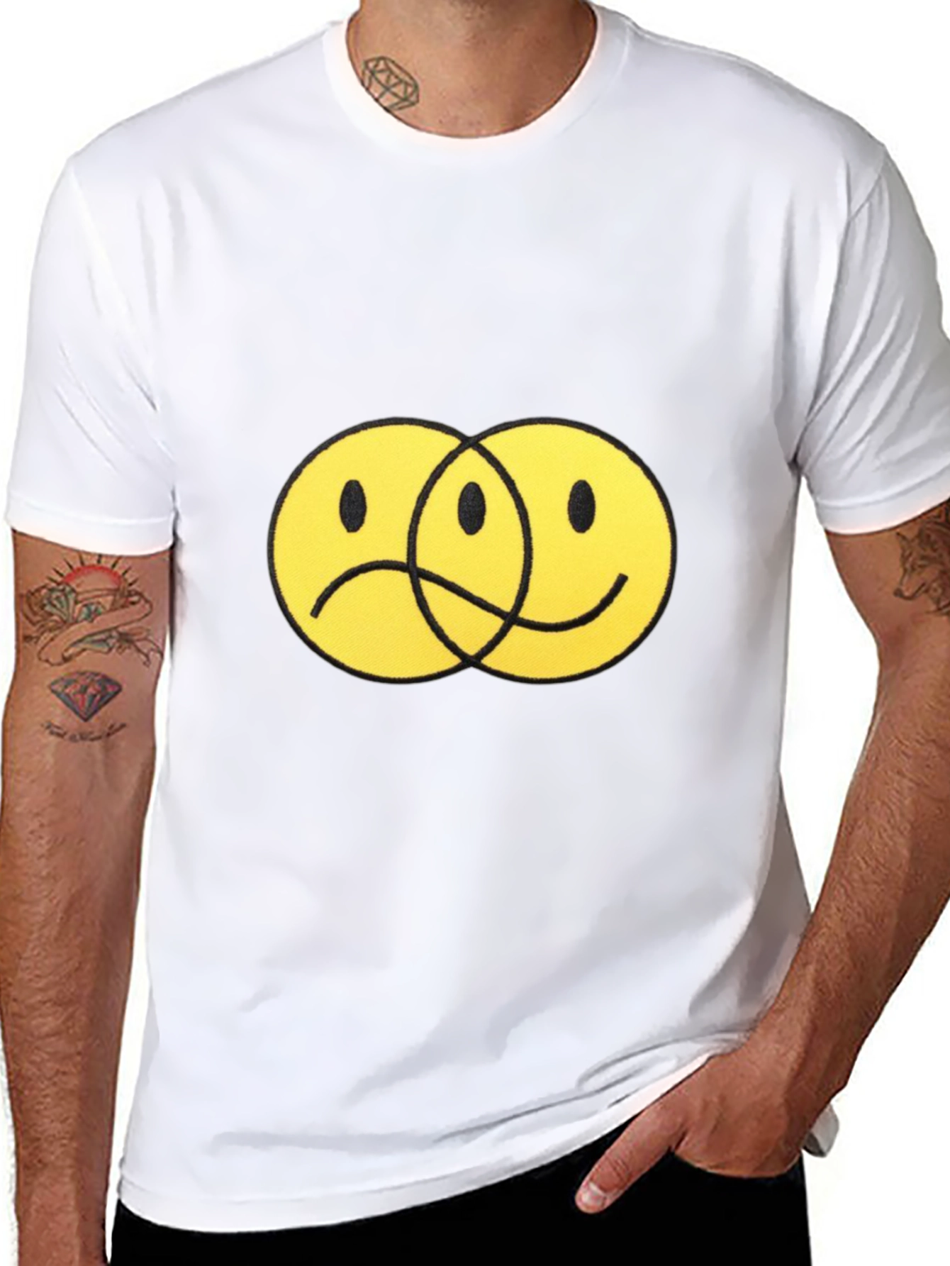 Yin Yang Faces Black T-Shirt