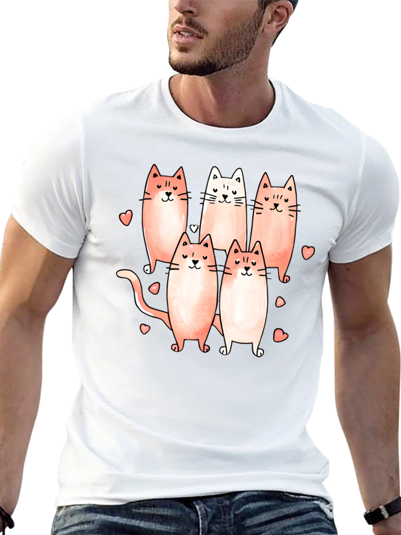 Cute Cats Graphic Black T-Shirt
