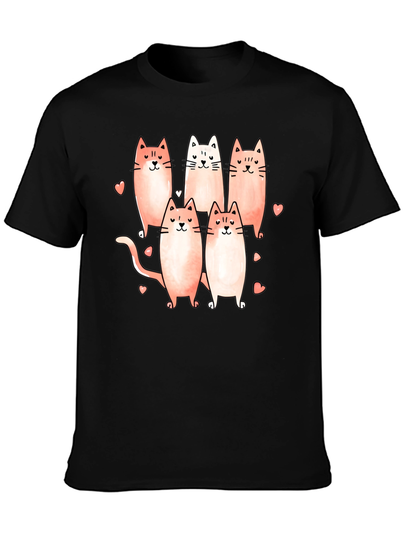 Cute Cats Graphic Black T-Shirt
