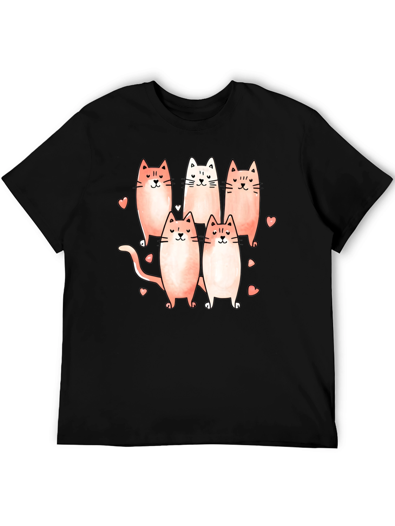 Cute Cats Graphic Black T-Shirt