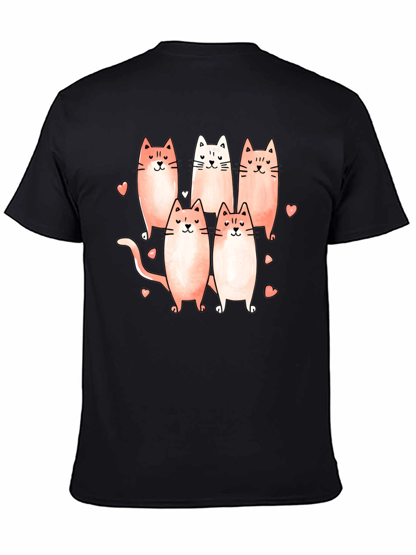 Cute Cats Graphic Black T-Shirt