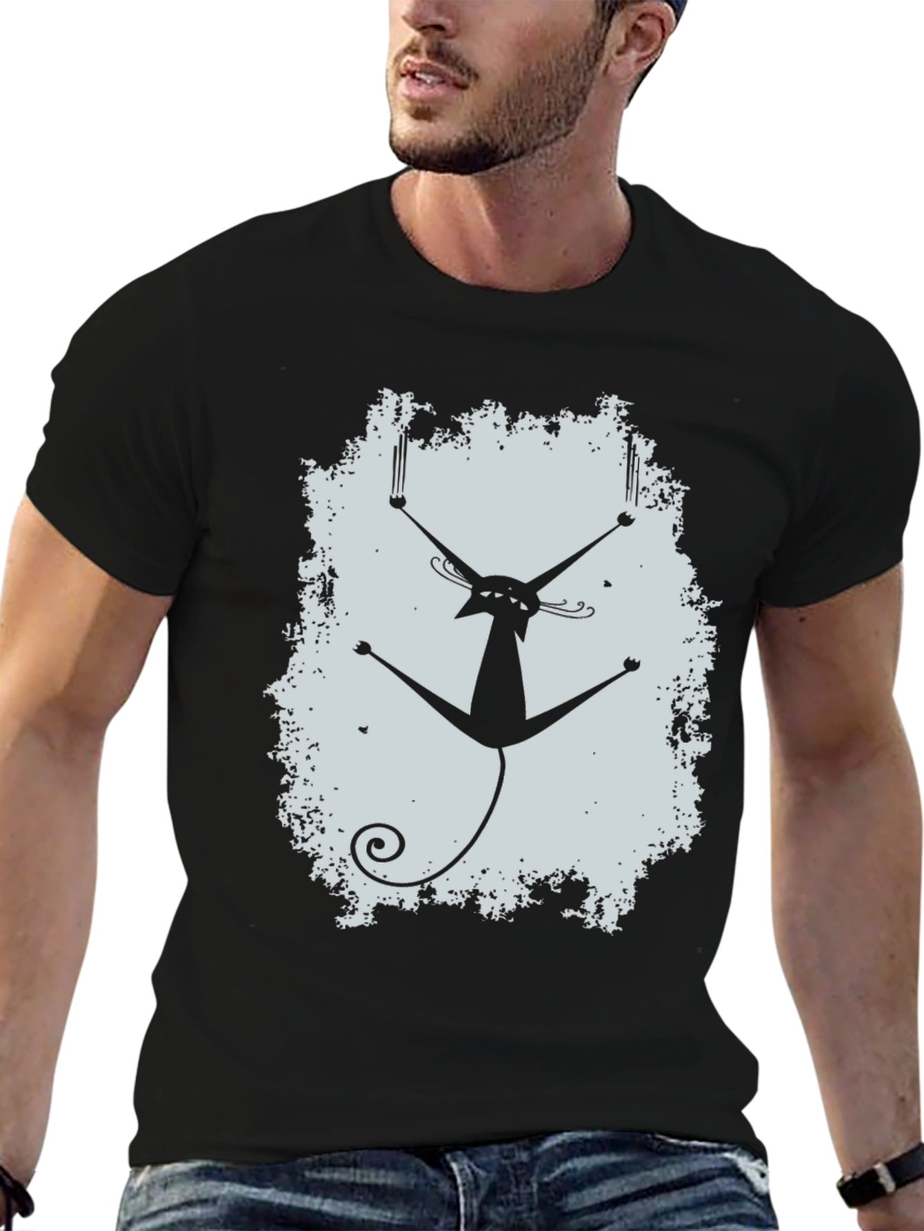 Cool Cat Scratch T-Shirt - Black Graphic Tee