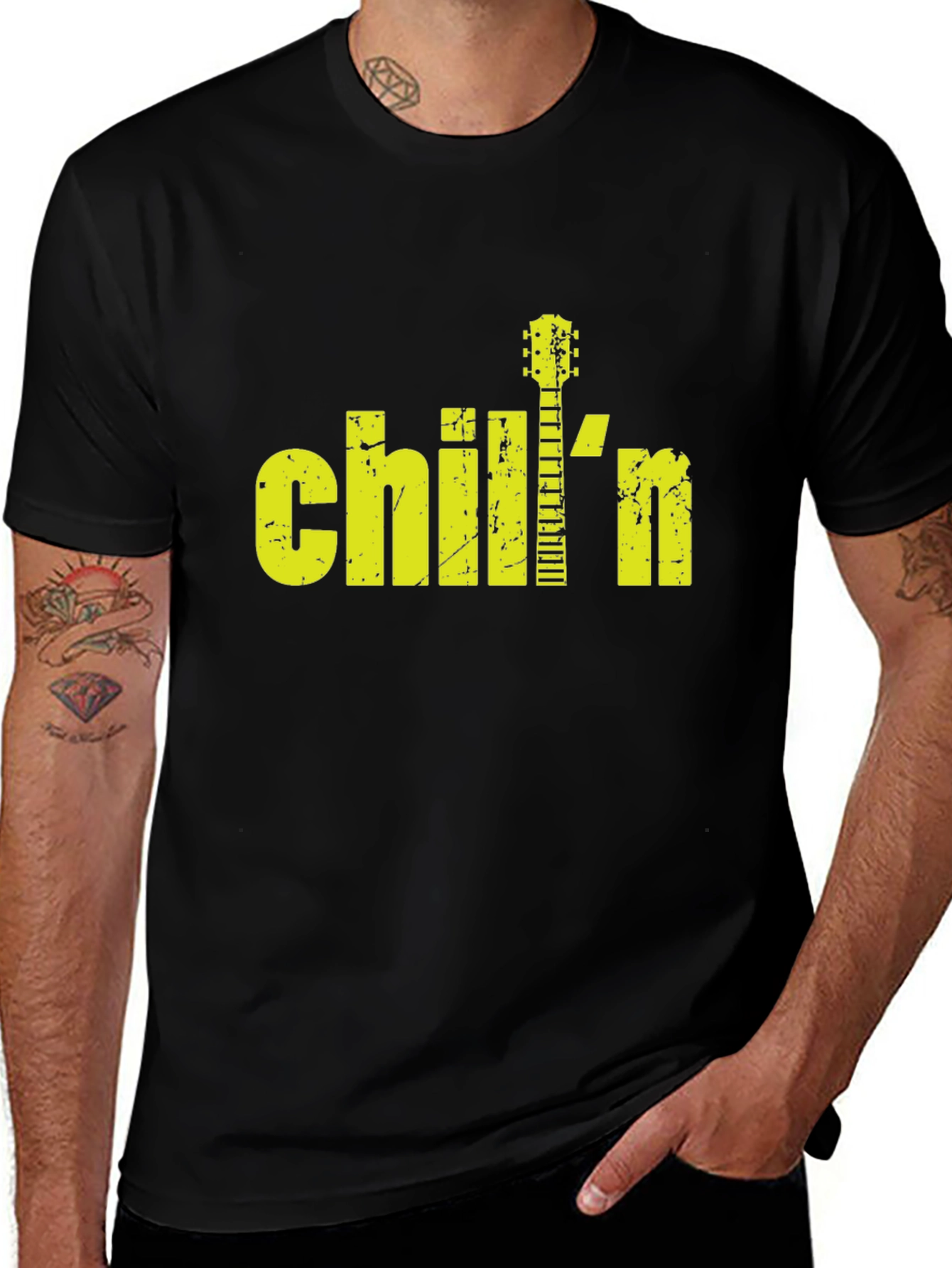 Chilln Guitar Graphic Black T-Shirt