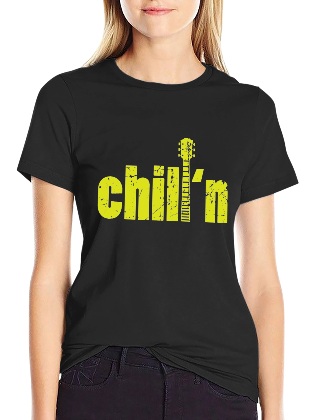 Chilln Guitar Graphic Black T-Shirt